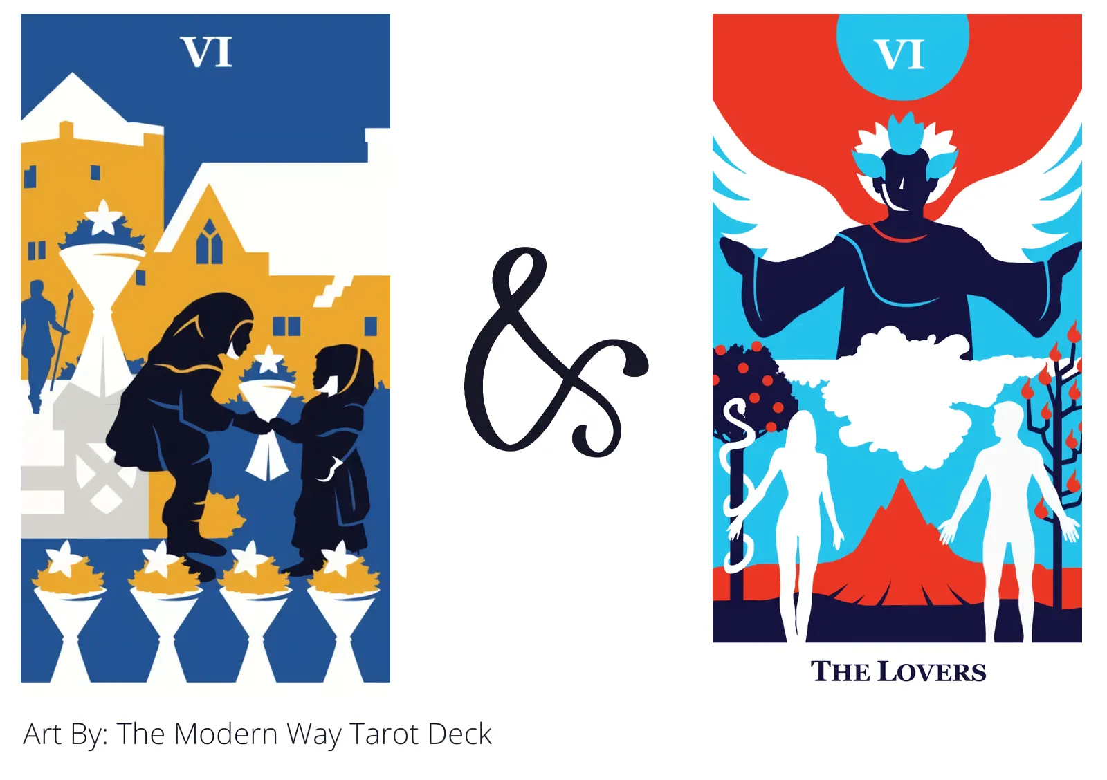 six of cups and the lovers tarot cards together