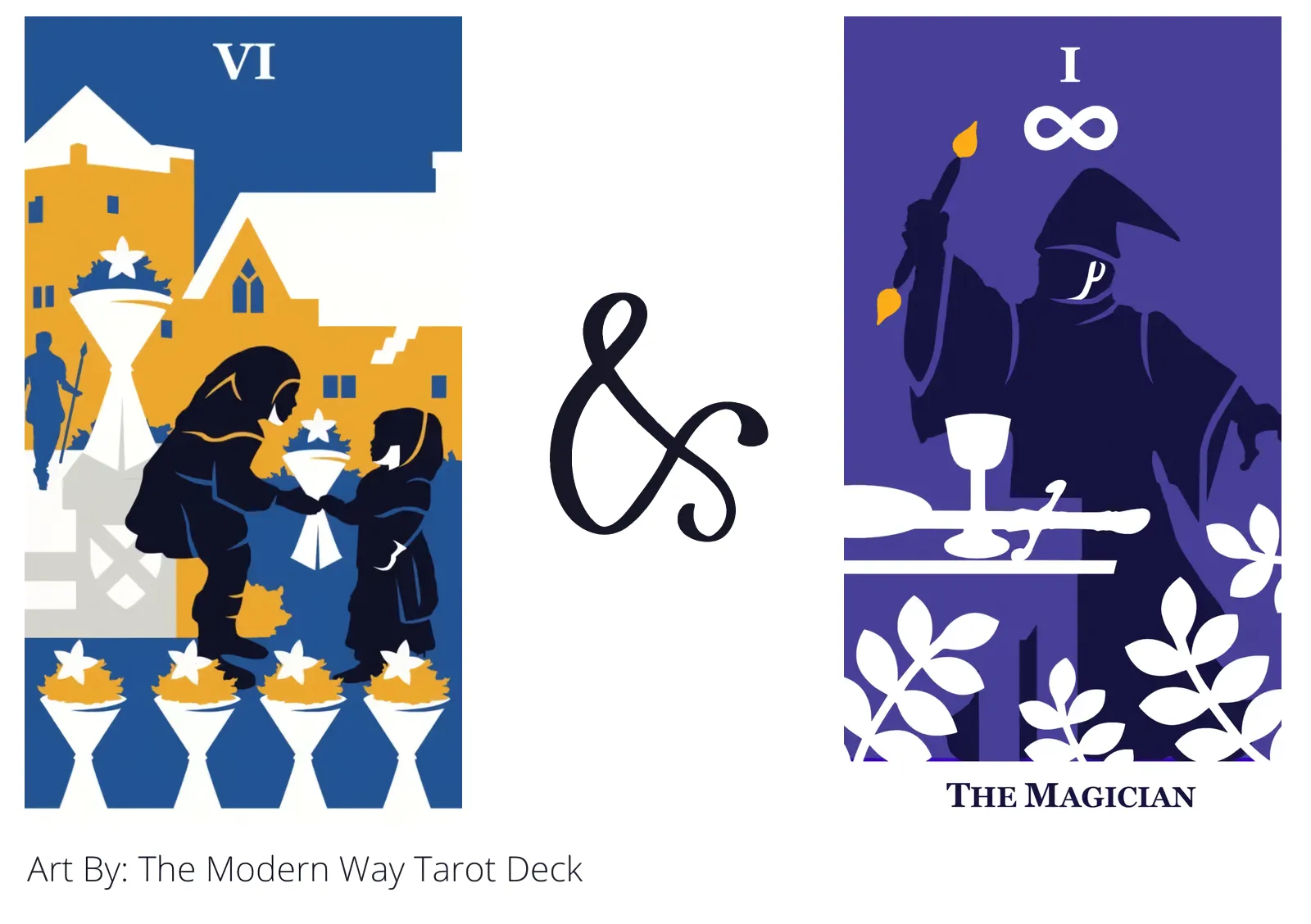 six of cups and the magician tarot cards together
