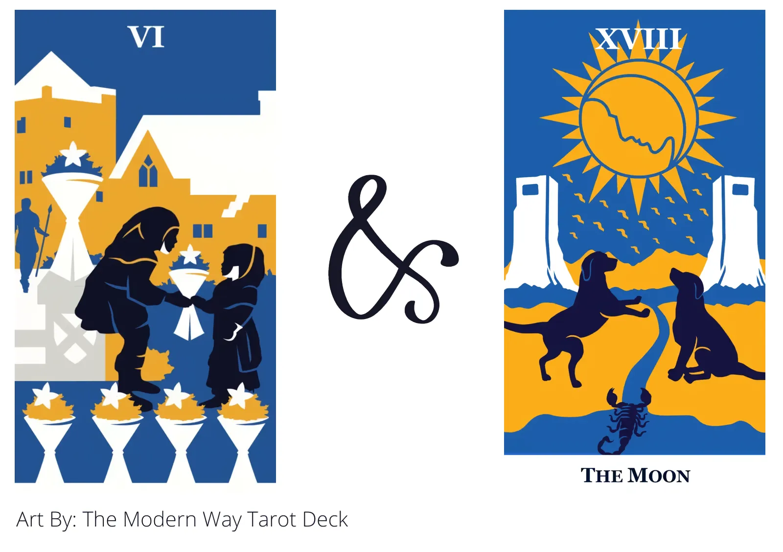 six of cups and the moon tarot cards together