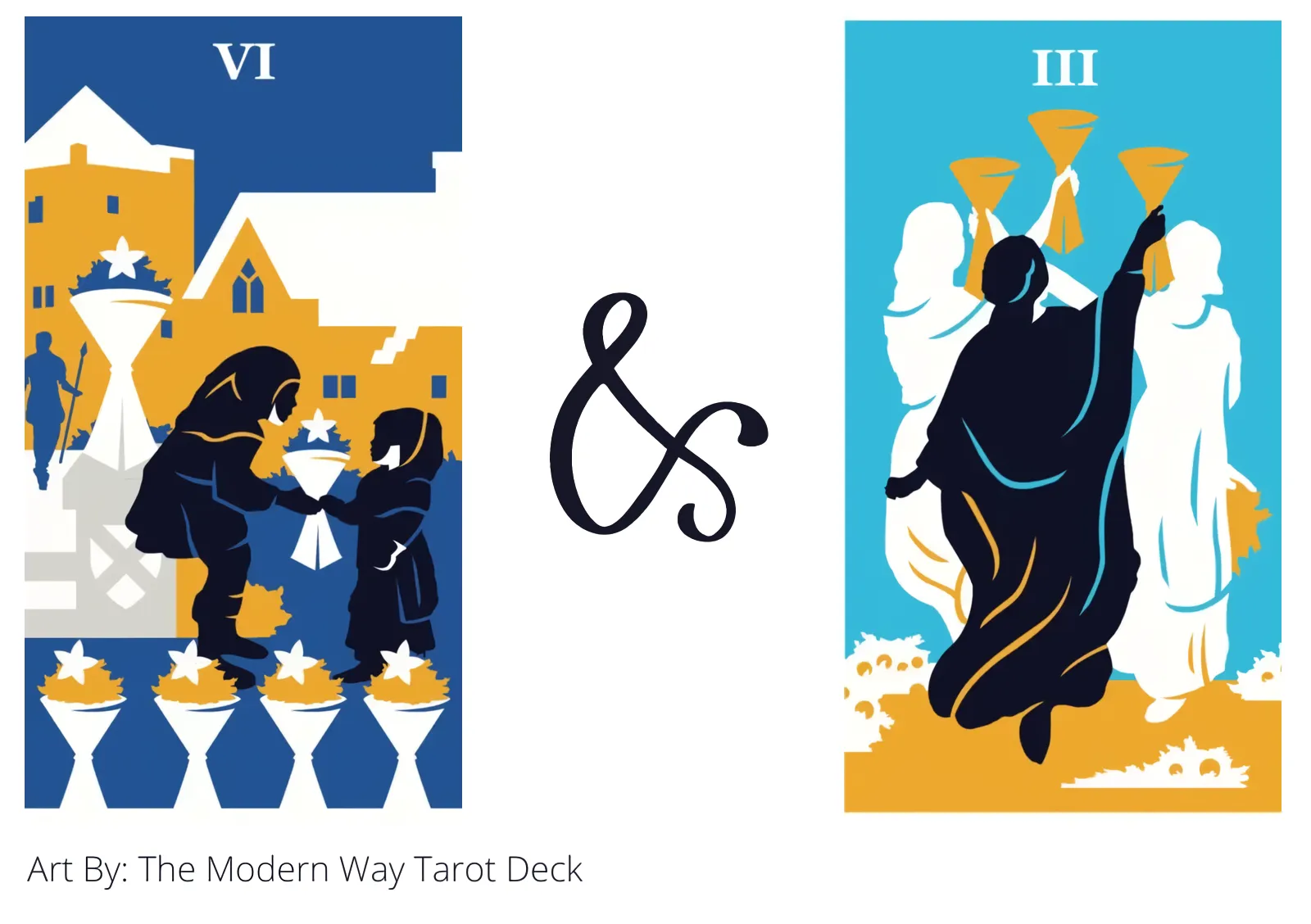 six of cups and three of cups tarot cards together