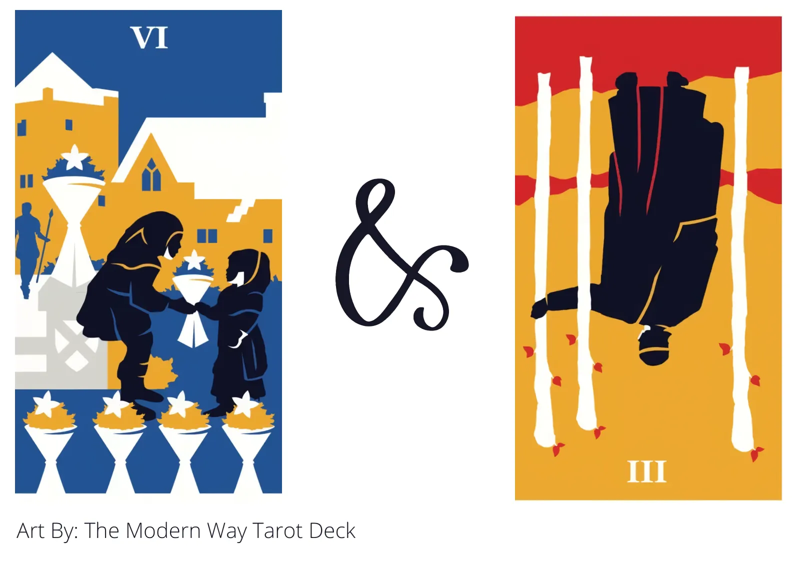 six of cups and three of wands reversed tarot cards together