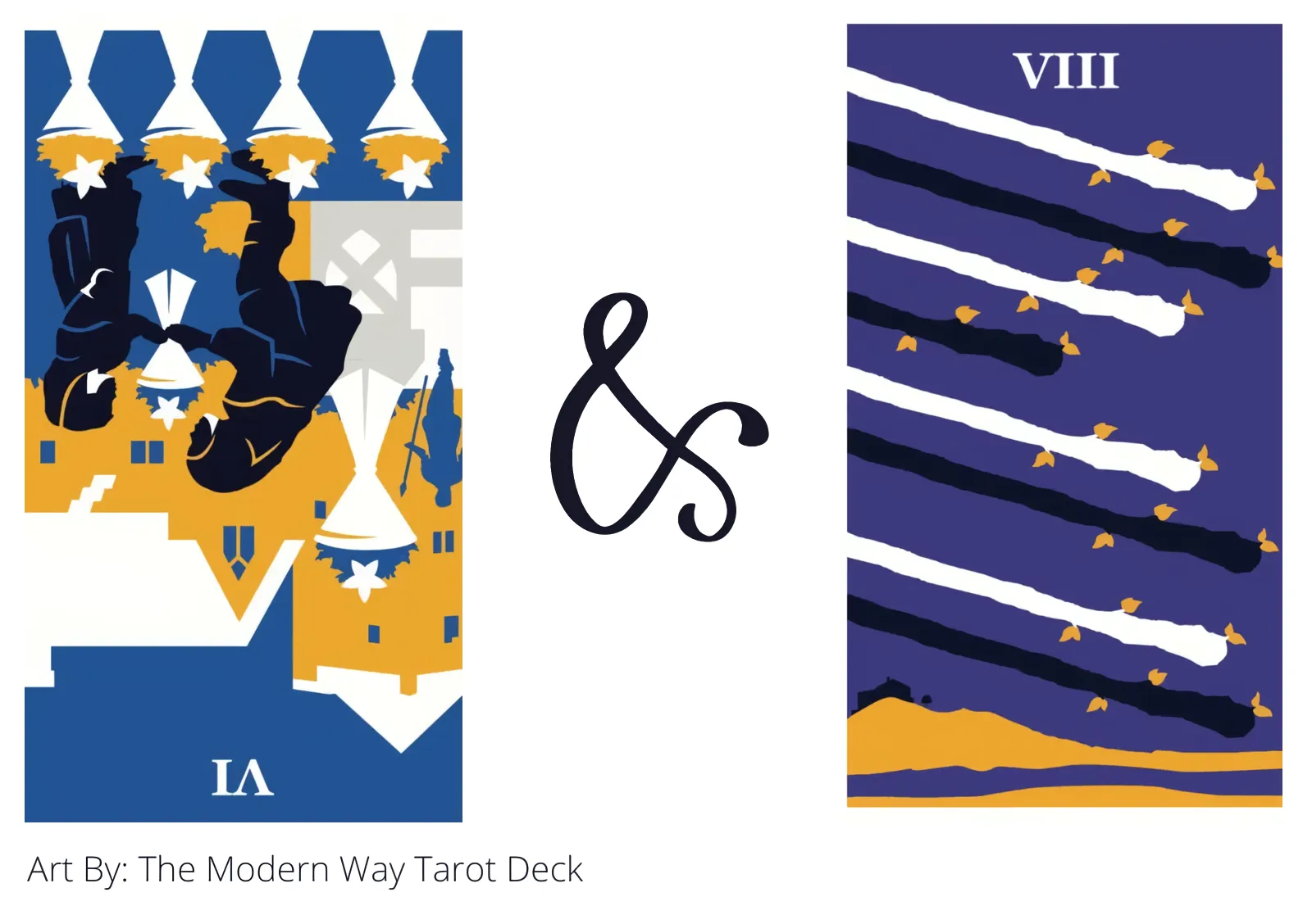 six of cups reversed and eight of wands tarot cards together
