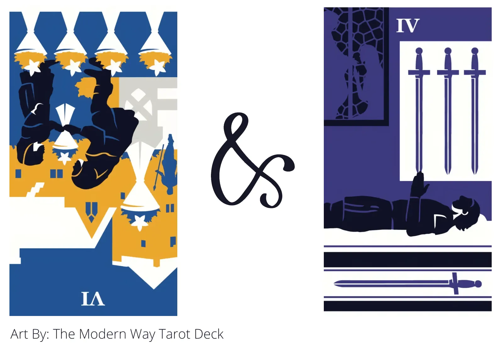 six of cups reversed and four of swords tarot cards together