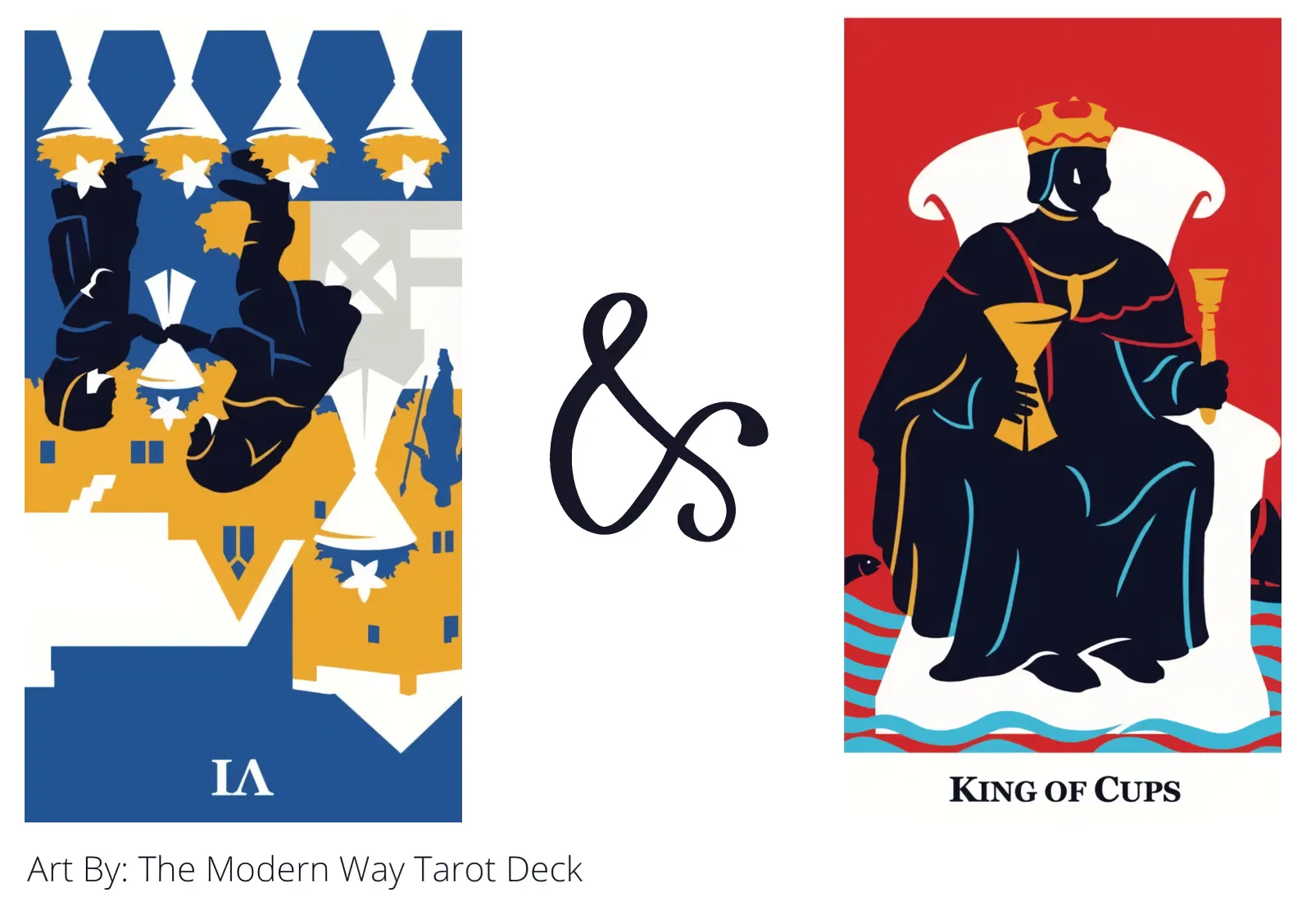 six of cups reversed and king of cups tarot cards together