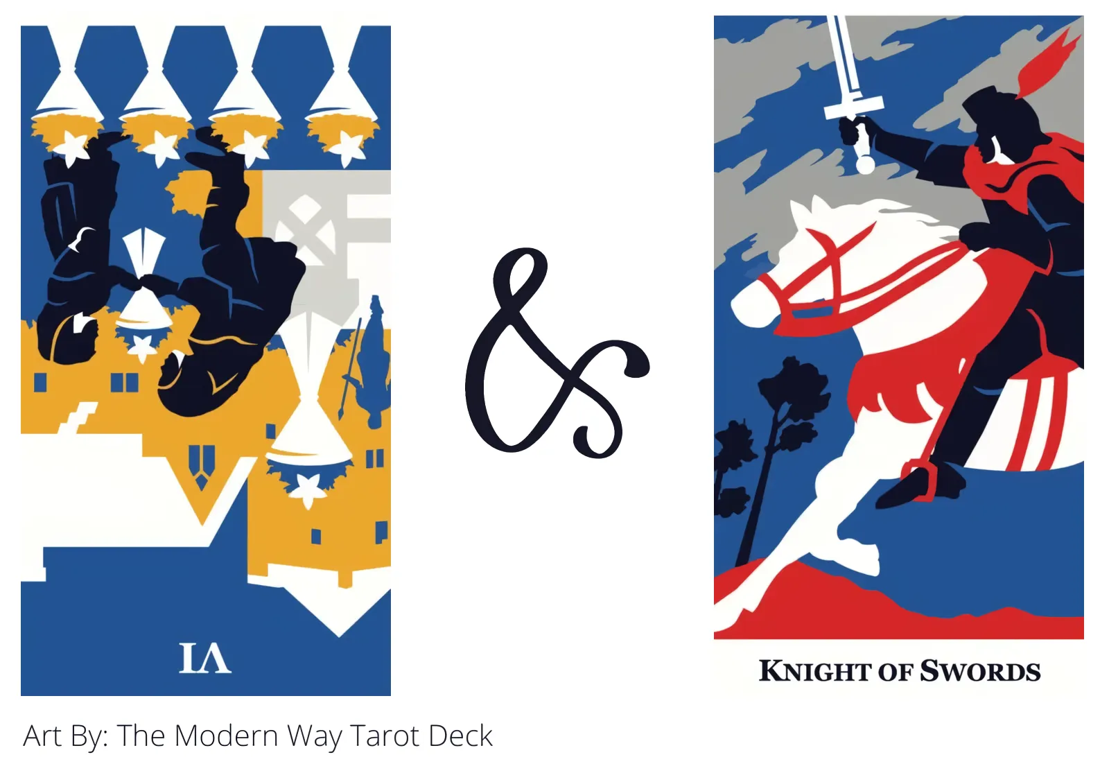 six of cups reversed and knight of swords tarot cards together