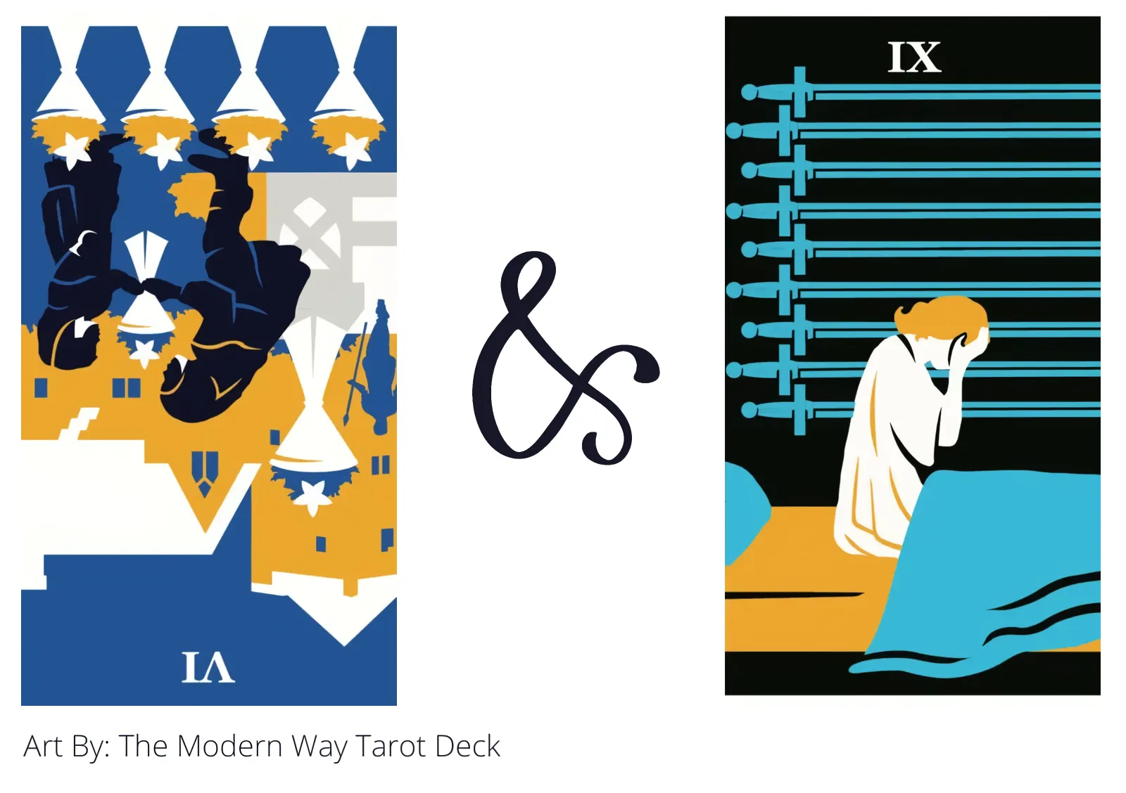 six of cups reversed and nine of swords tarot cards together