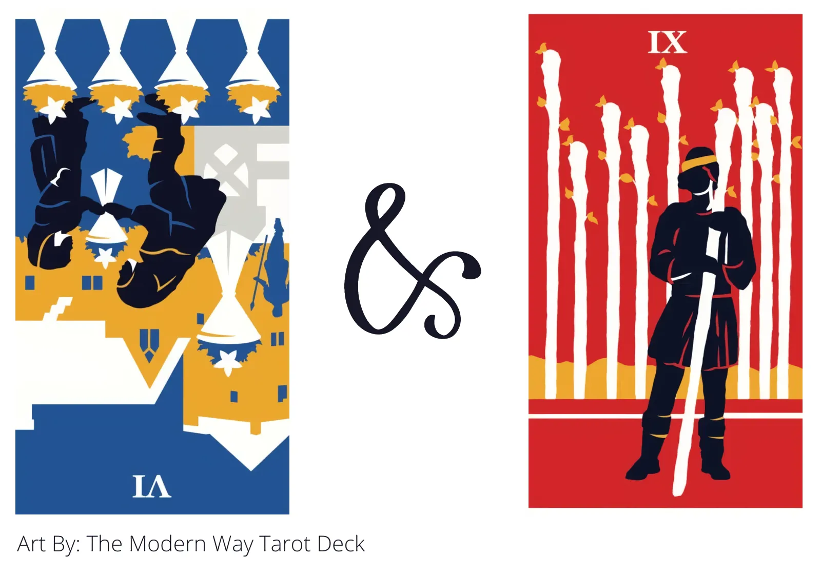 six of cups reversed and nine of wands tarot cards together