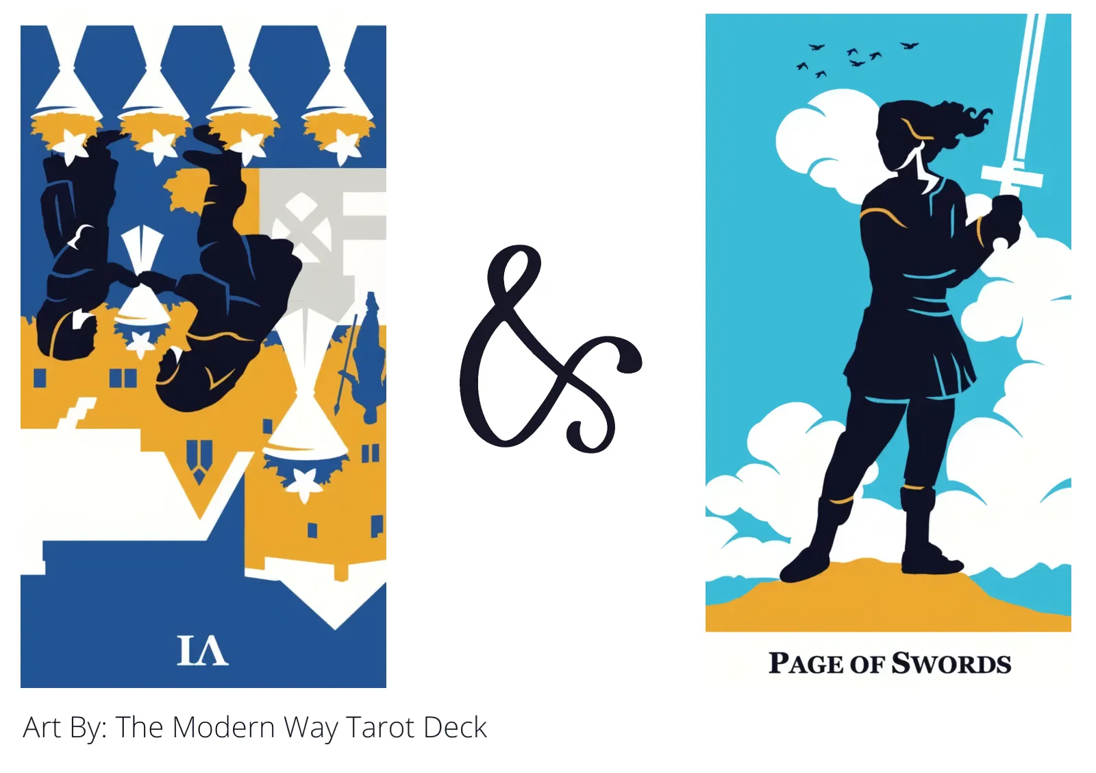 six of cups reversed and page of swords tarot cards together