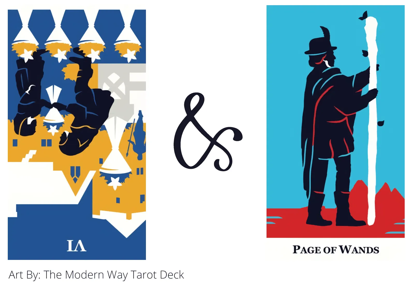 six of cups reversed and page of wands tarot cards together