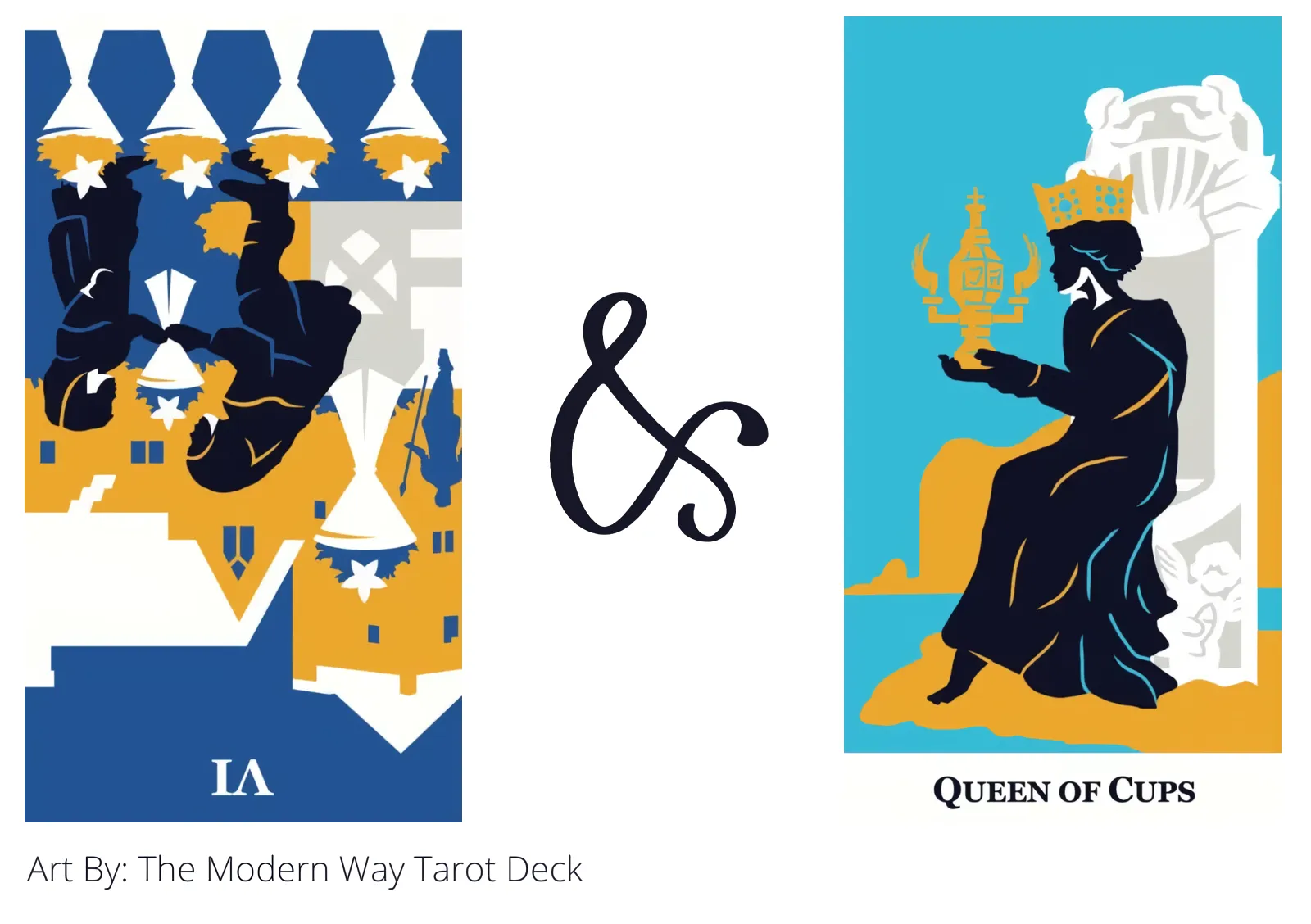 six of cups reversed and queen of cups tarot cards together