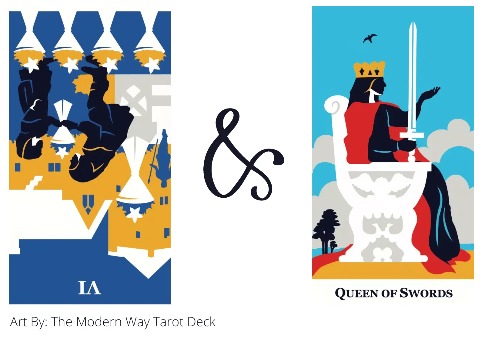 six of cups reversed and queen of swords tarot cards together