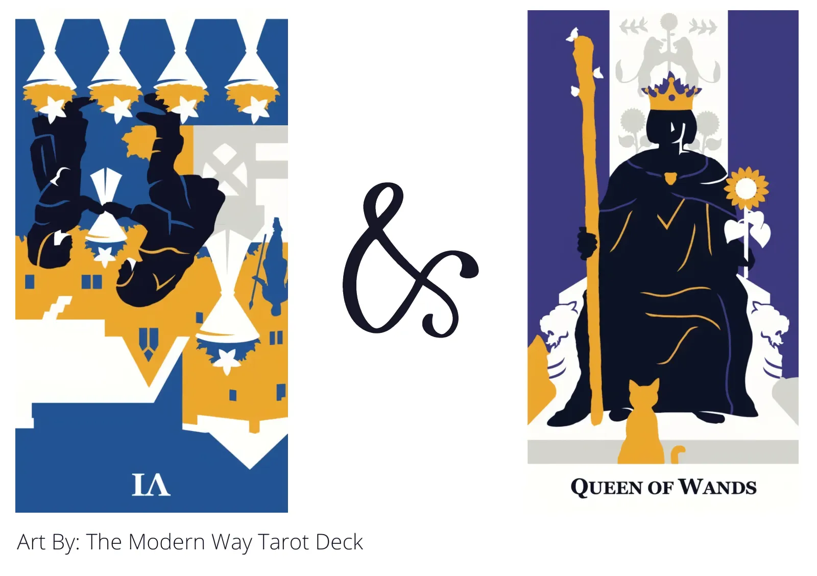 six of cups reversed and queen of wands tarot cards together