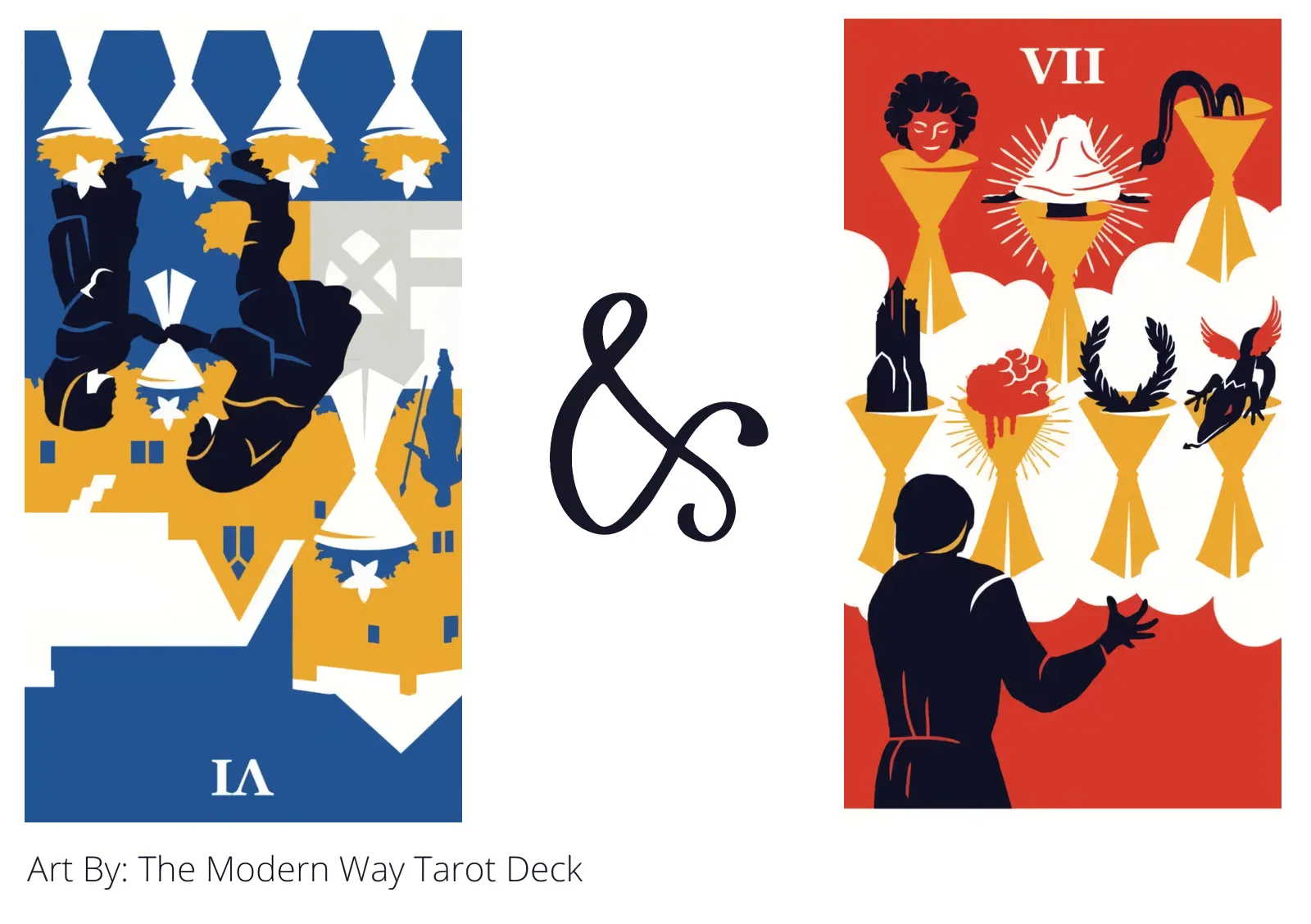six of cups reversed and seven of cups tarot cards together