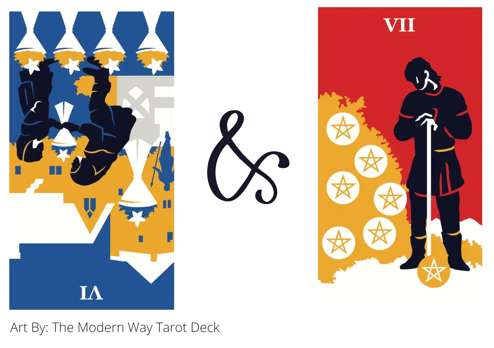 six of cups reversed and seven of pentacles tarot cards together