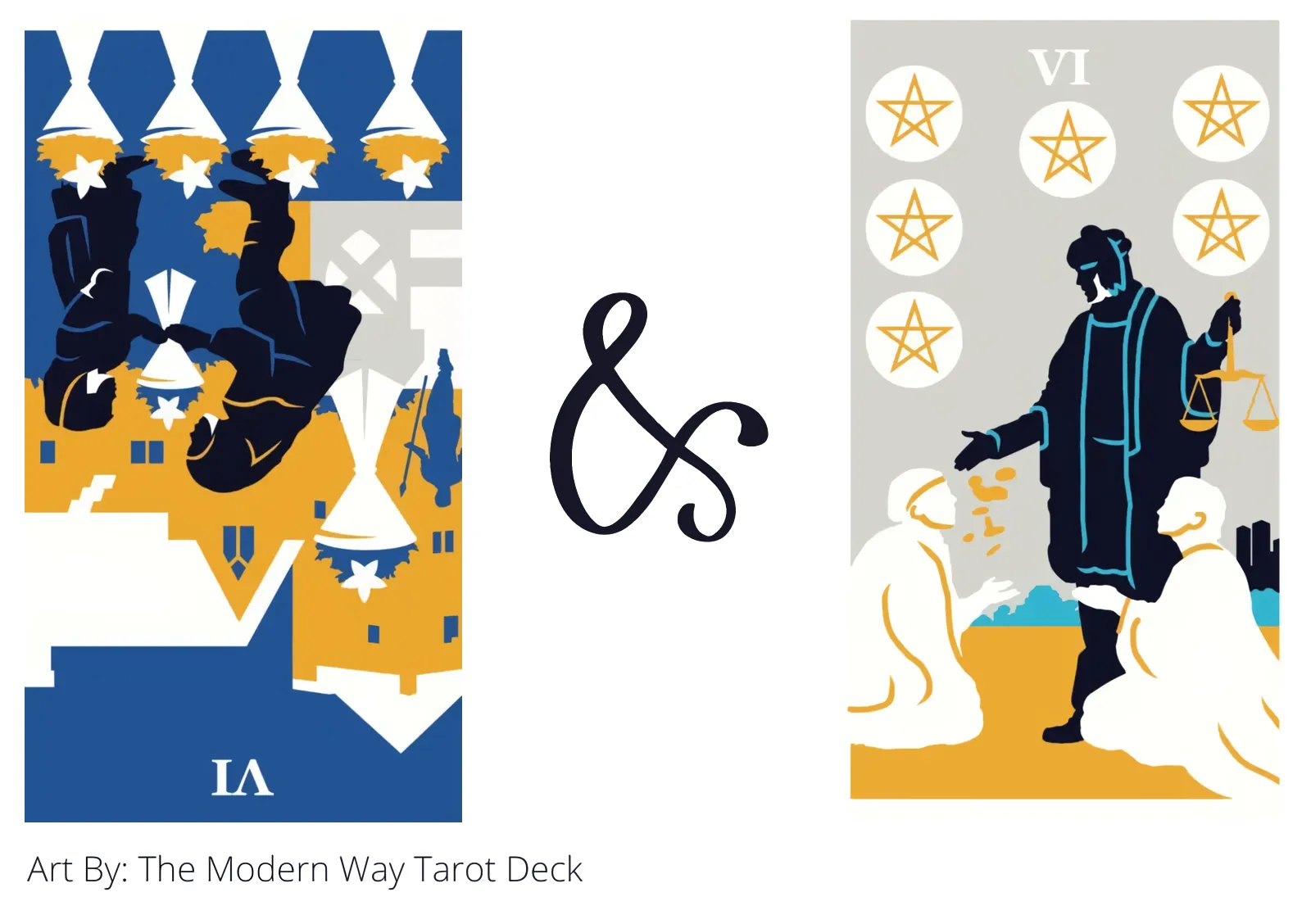 six of cups reversed and six of pentacles tarot cards together