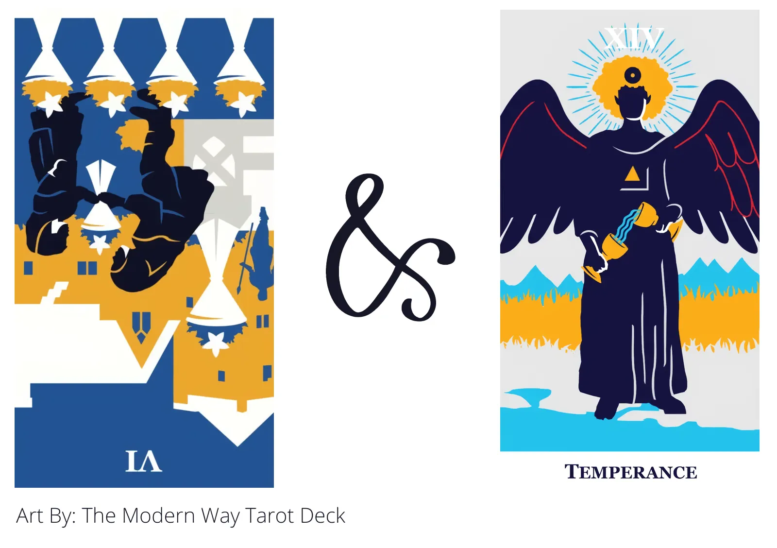 six of cups reversed and temperance tarot cards together