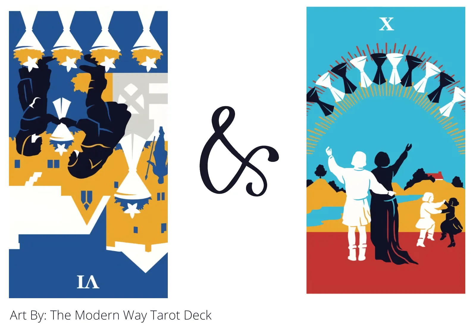 six of cups reversed and ten of cups tarot cards together