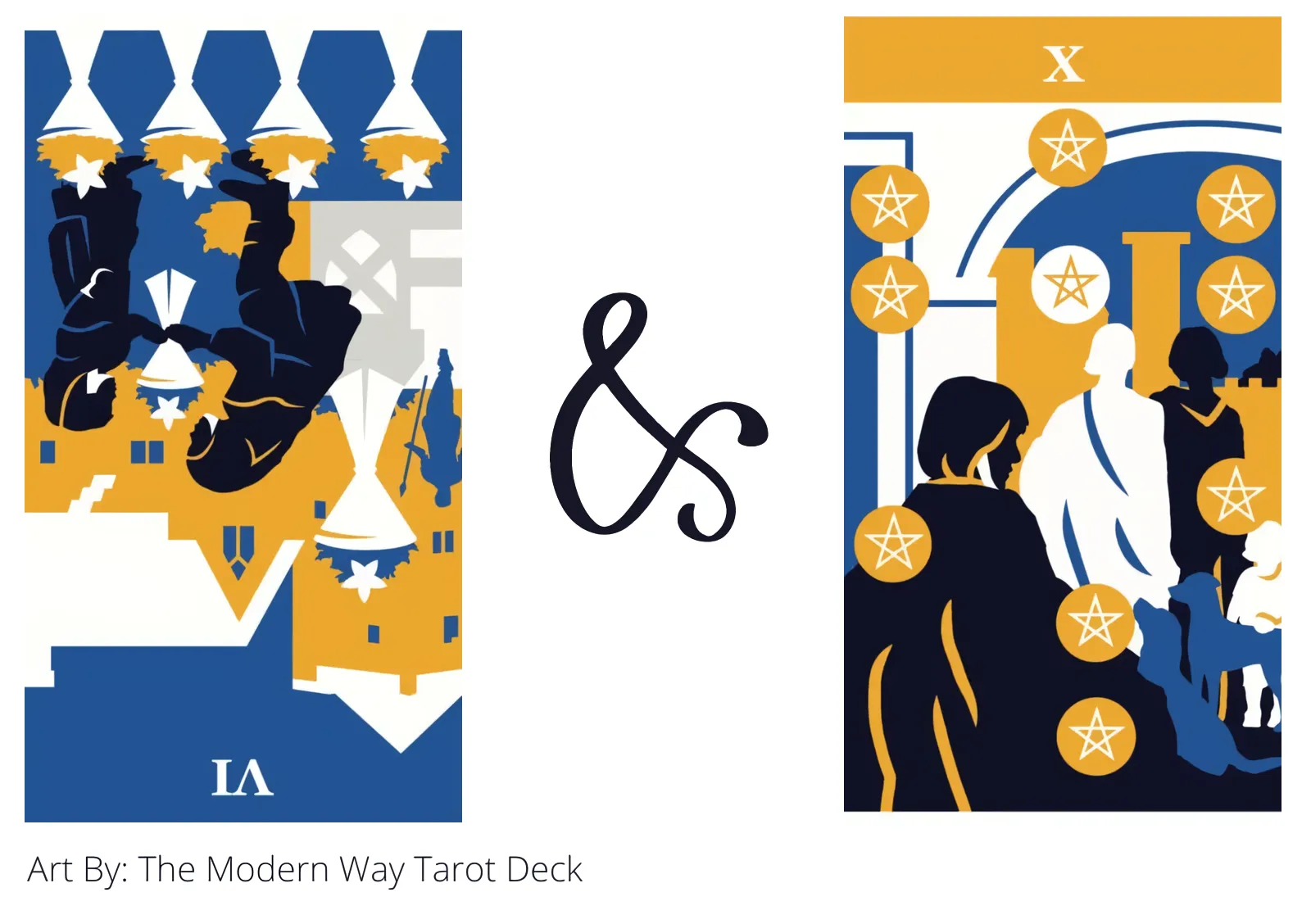 six of cups reversed and ten of pentacles tarot cards together