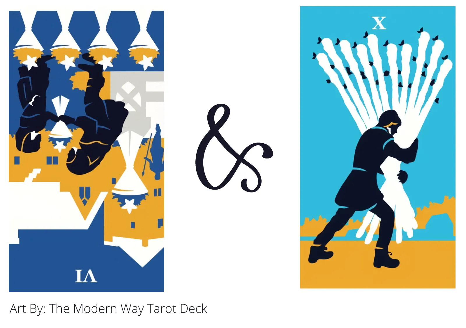 six of cups reversed and ten of wands tarot cards together