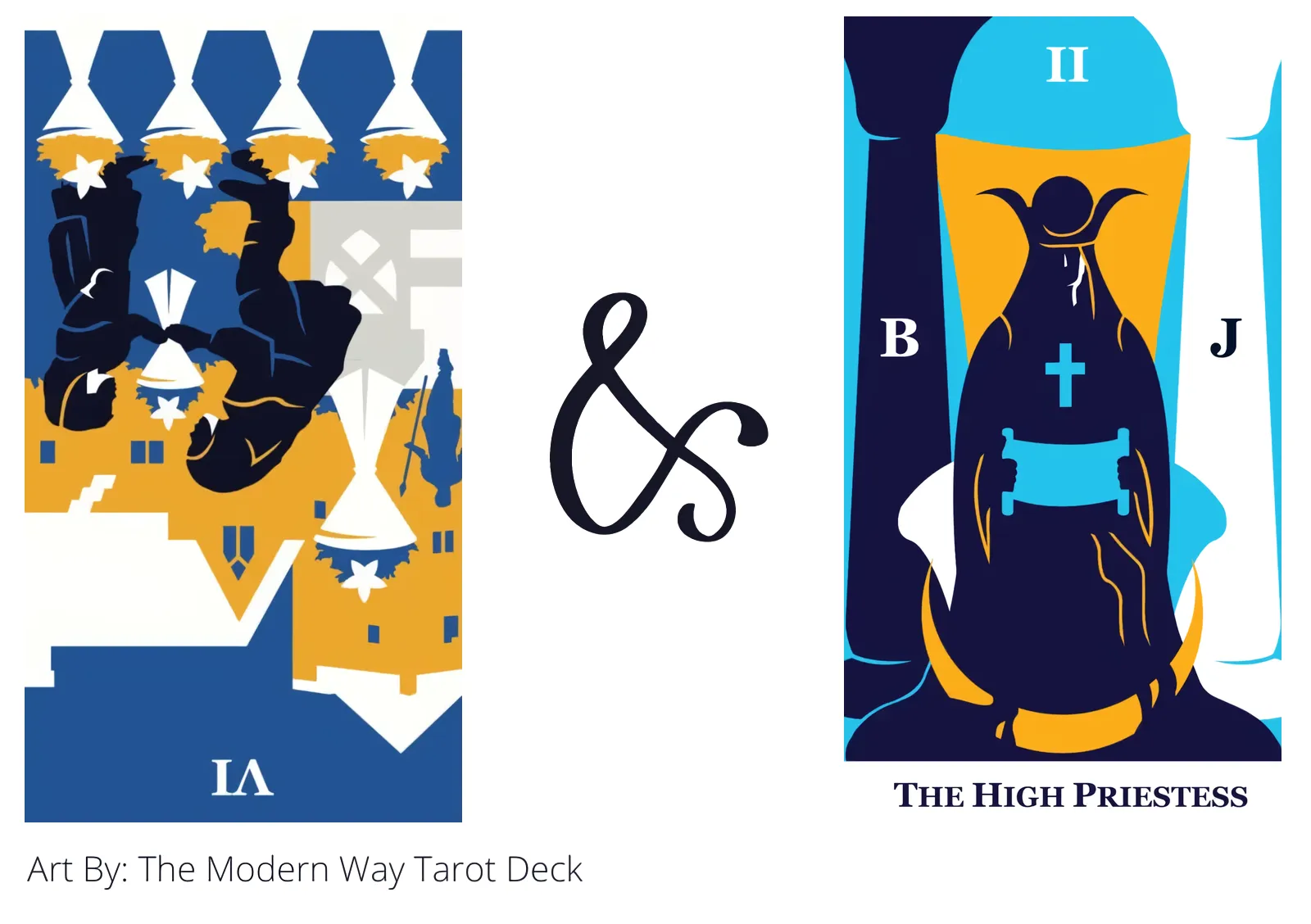 six of cups reversed and the high priestess tarot cards together