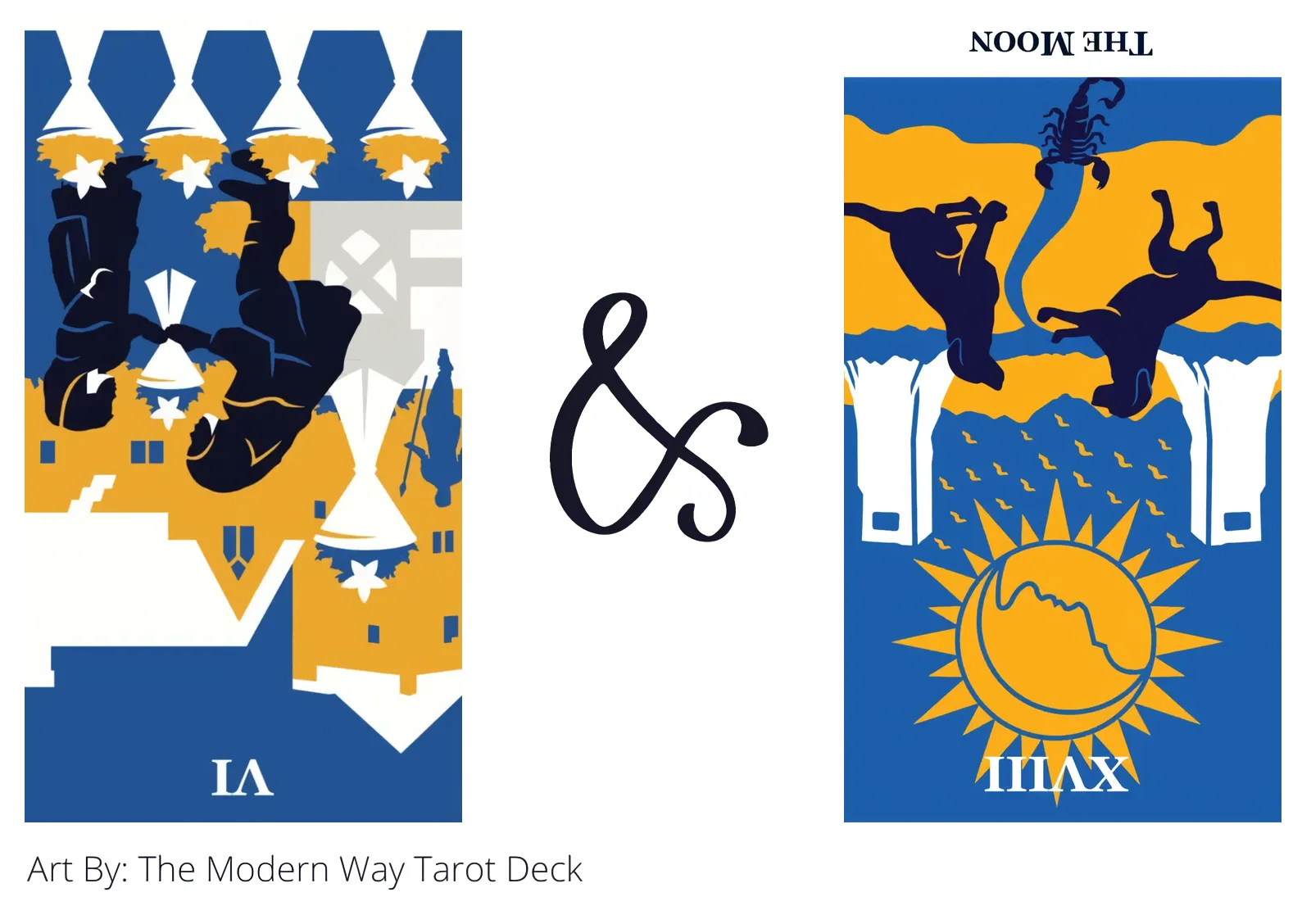 six of cups reversed and the moon reversed tarot cards together