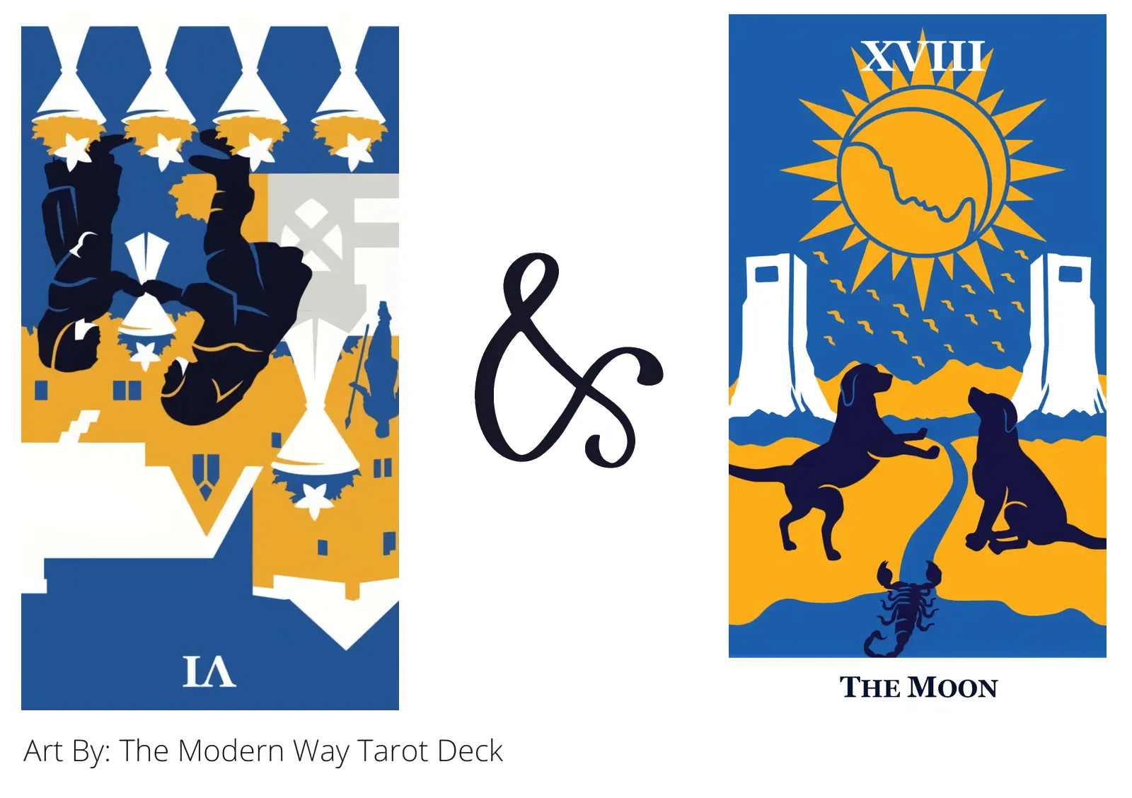 six of cups reversed and the moon tarot cards together
