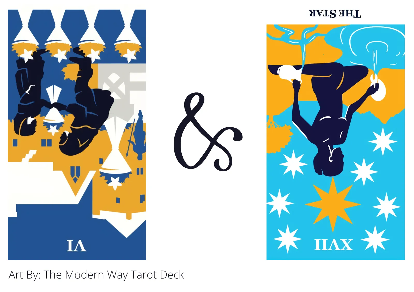six of cups reversed and the star reversed tarot cards together