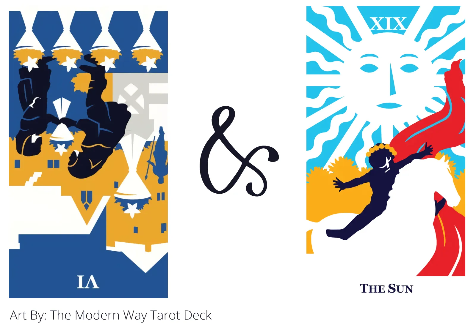 six of cups reversed and the sun tarot cards together