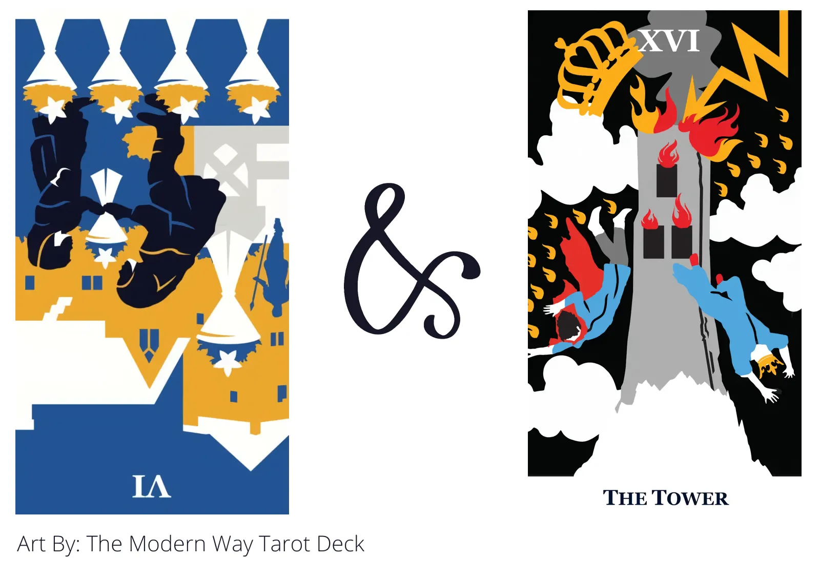 six of cups reversed and the tower tarot cards together