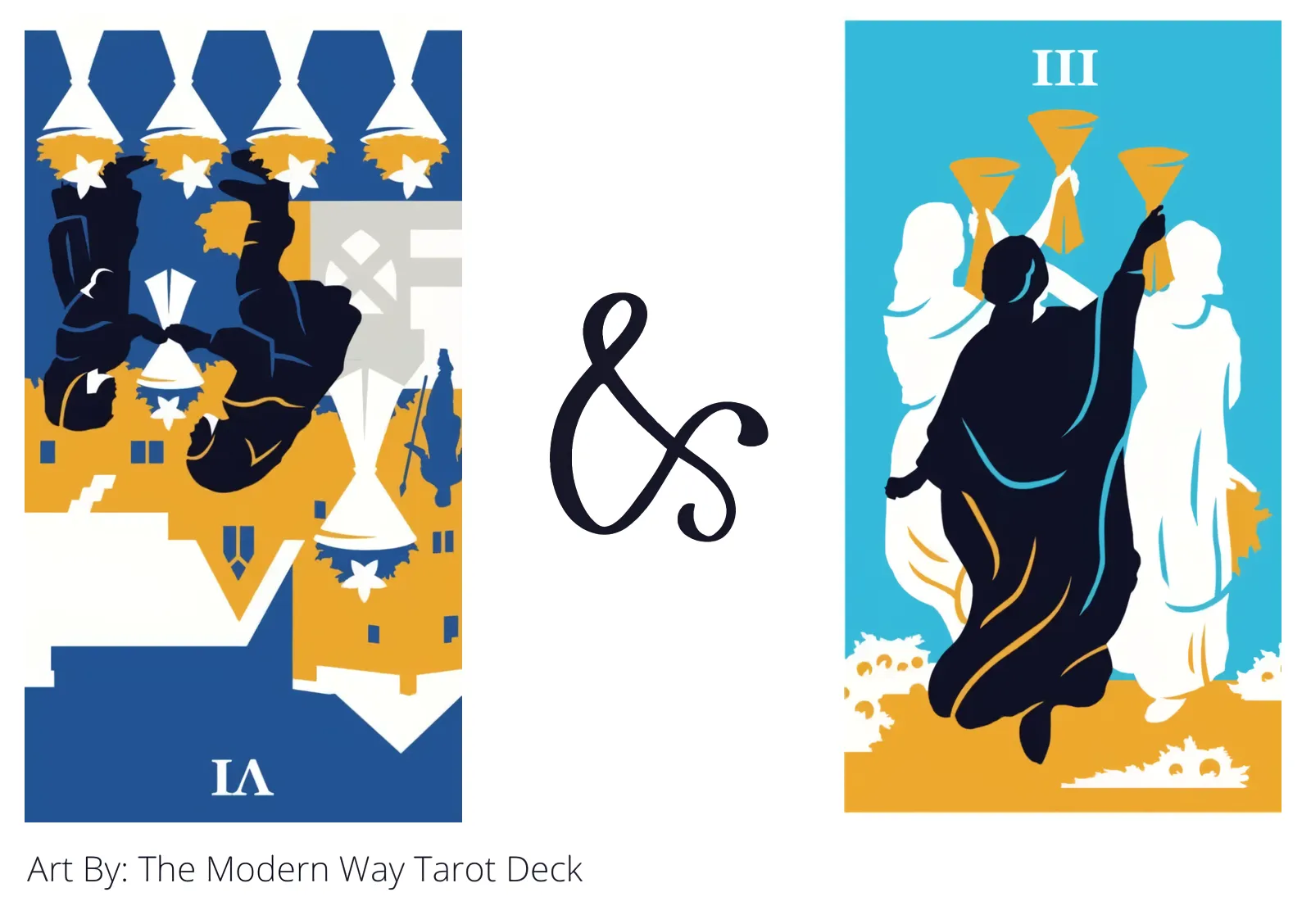 six of cups reversed and three of cups tarot cards together