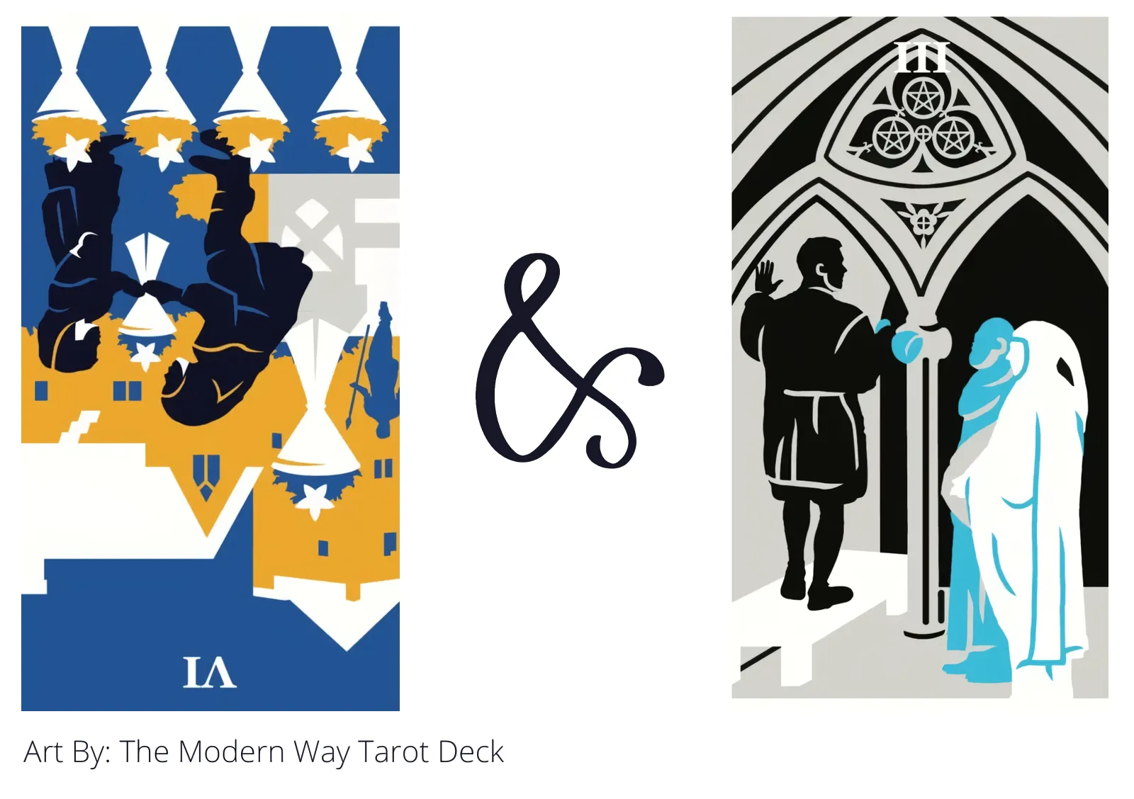 six of cups reversed and three of pentacles tarot cards together