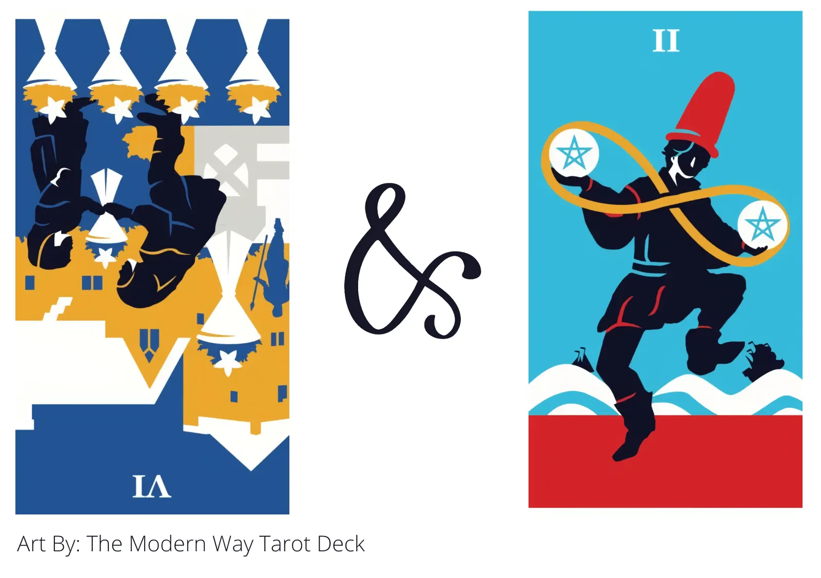 six of cups reversed and two of pentacles tarot cards together