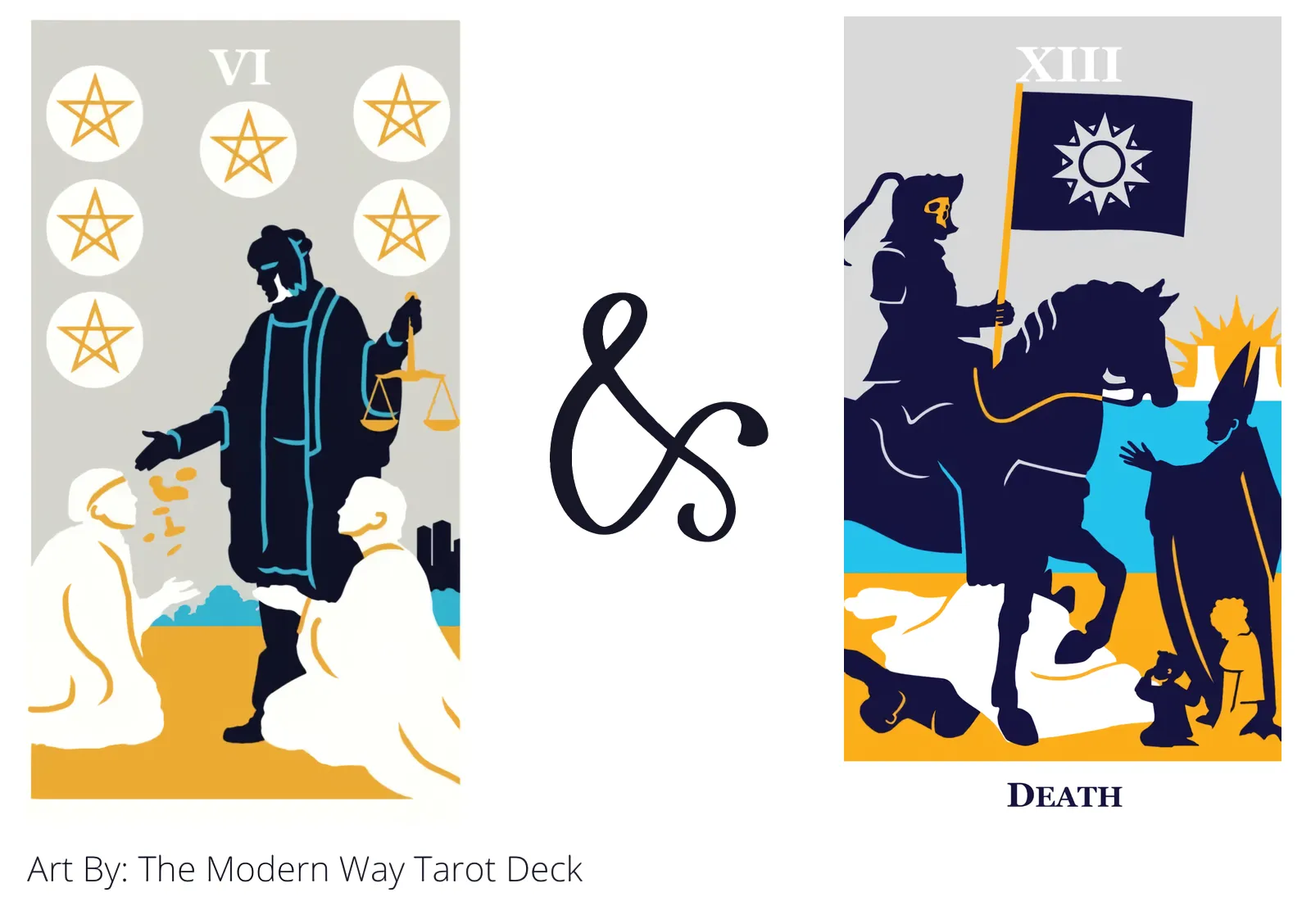 six of pentacles and death tarot cards together