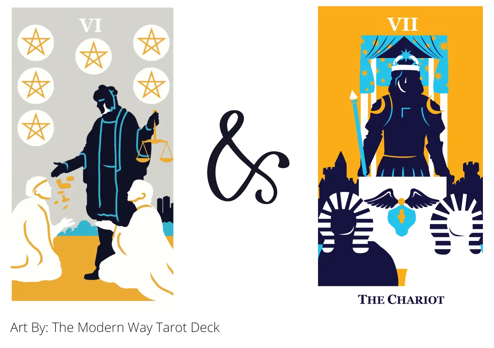 six of pentacles and the chariot tarot cards together