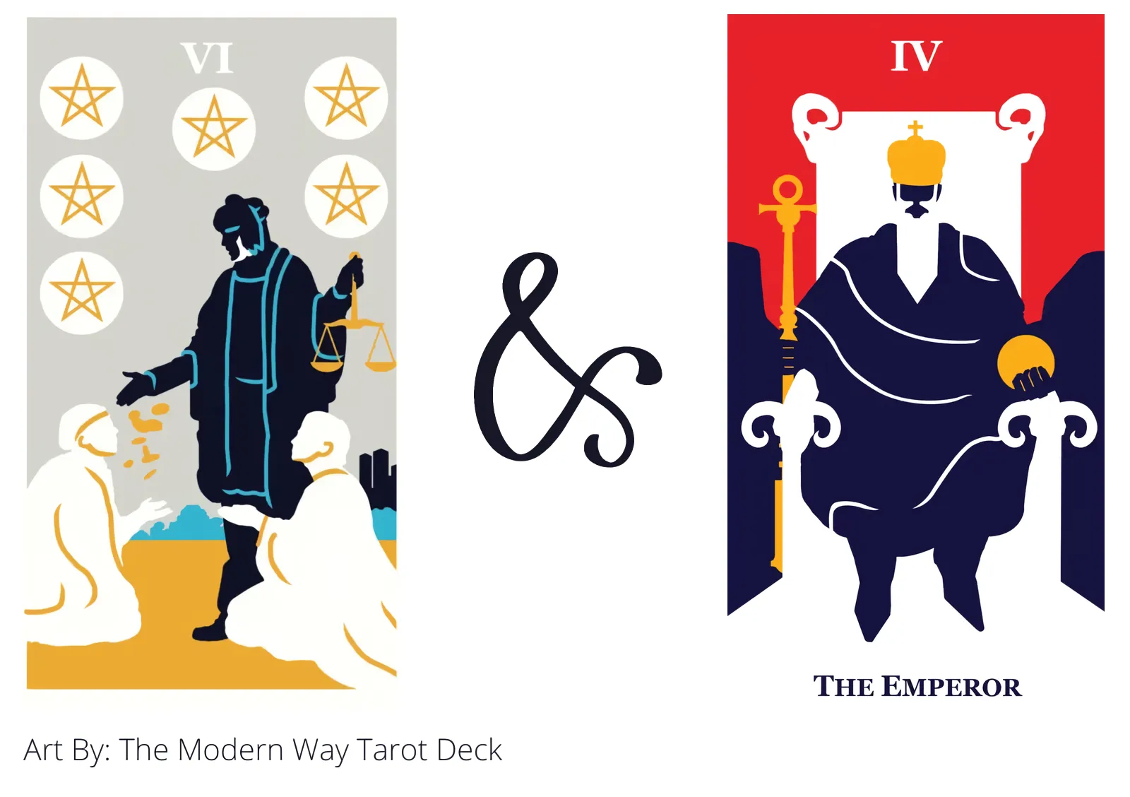 six of pentacles and the emperor tarot cards together