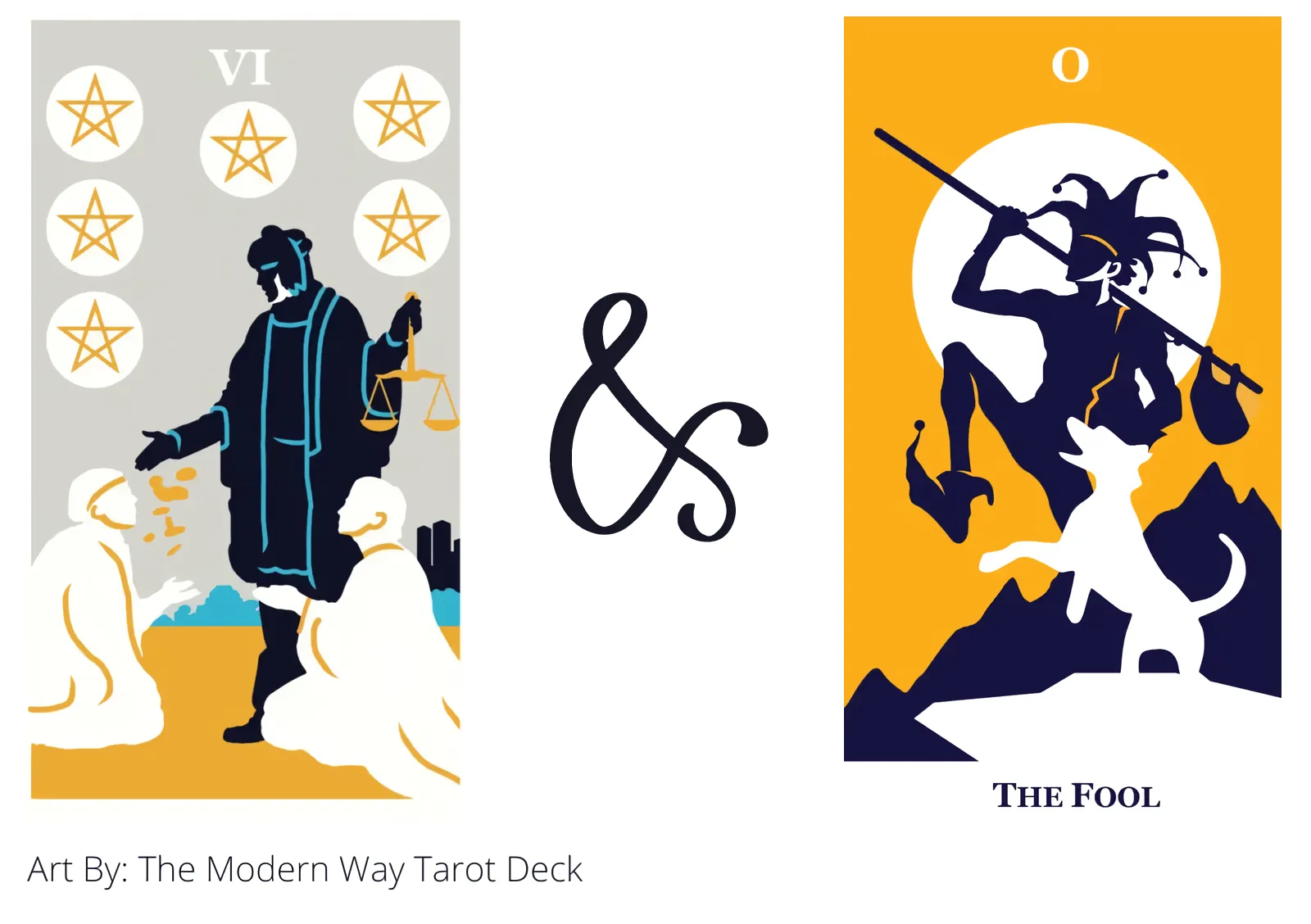 six of pentacles and the fool tarot cards together