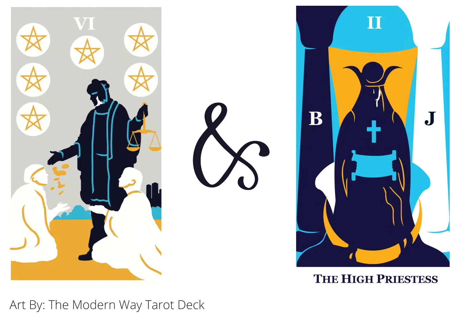 six of pentacles and the high priestess tarot cards together