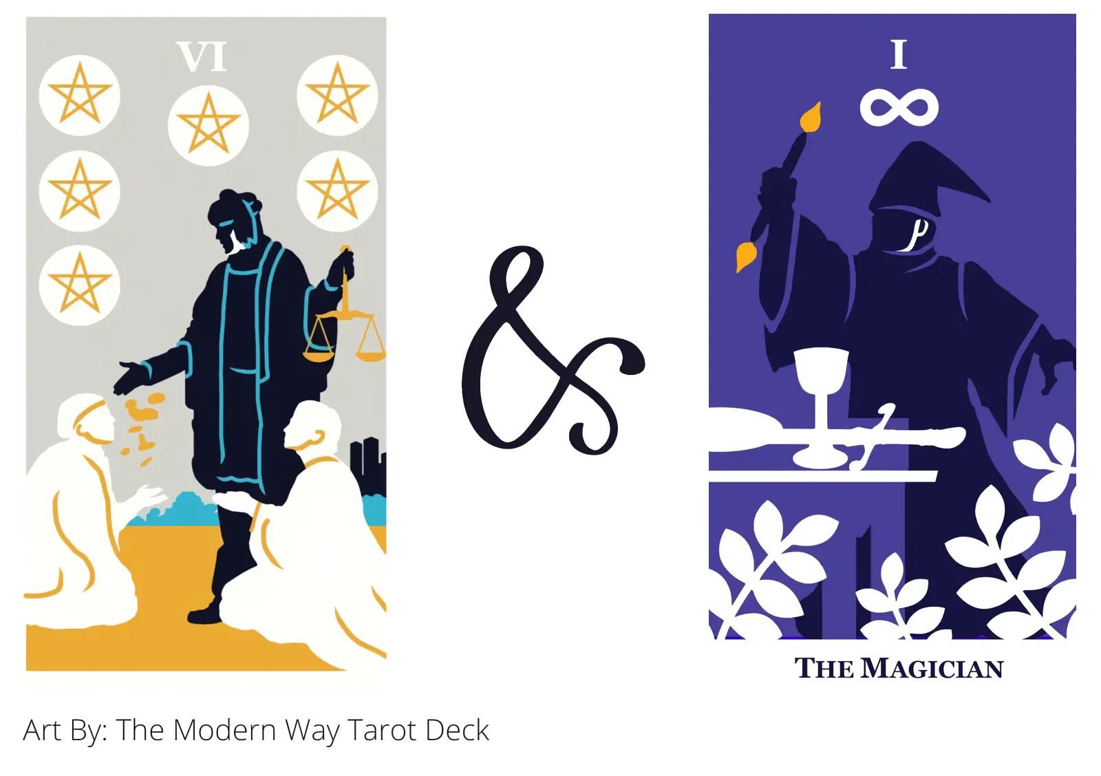 six of pentacles and the magician tarot cards together