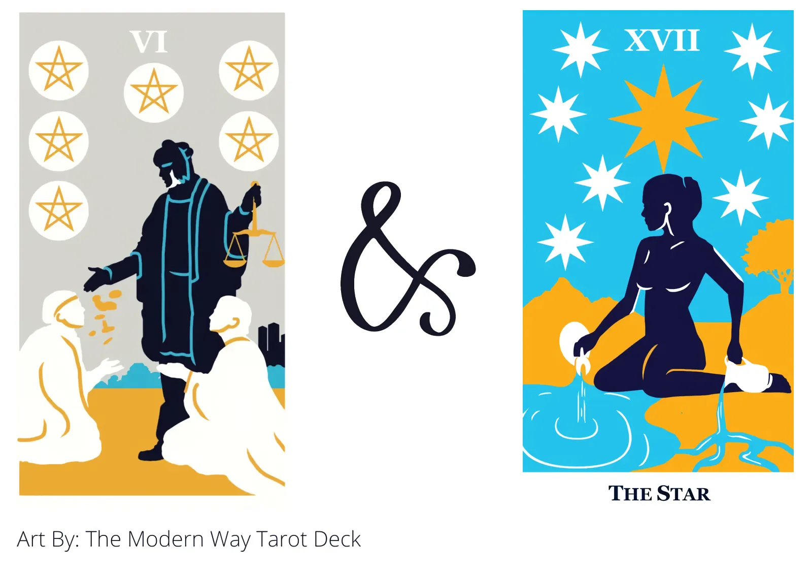 six of pentacles and the star tarot cards together