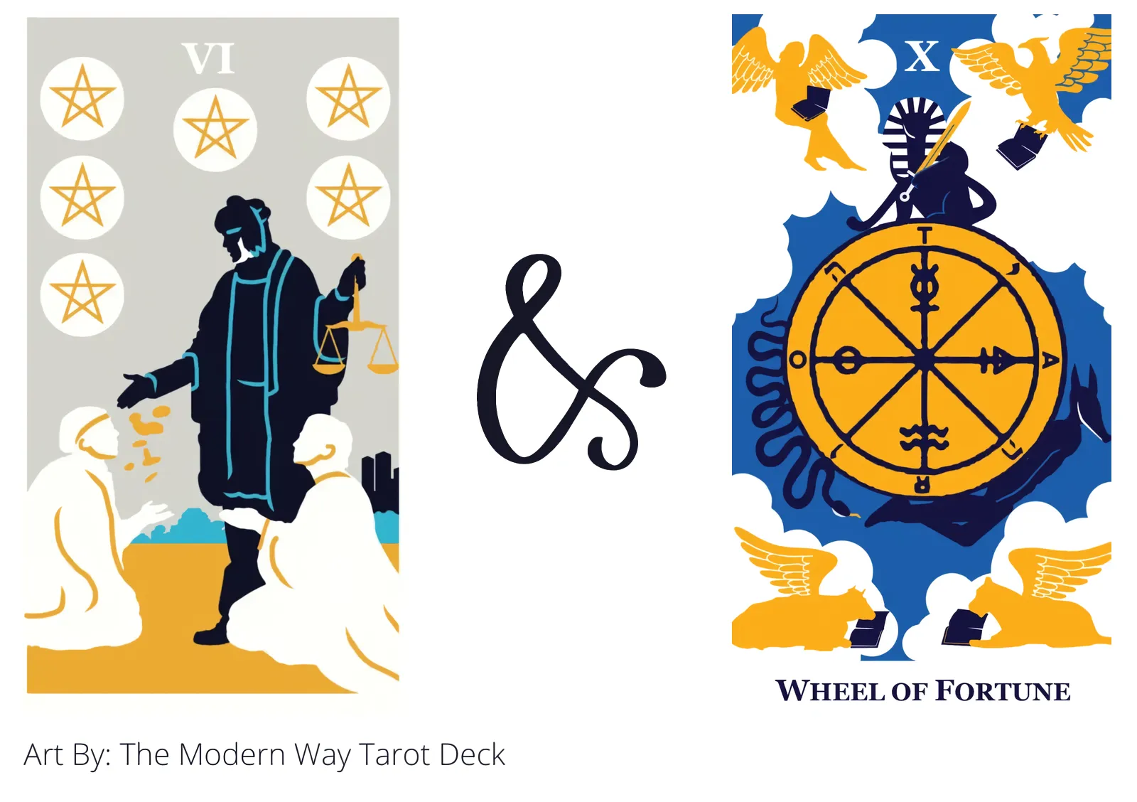 six of pentacles and wheel of fortune tarot cards together