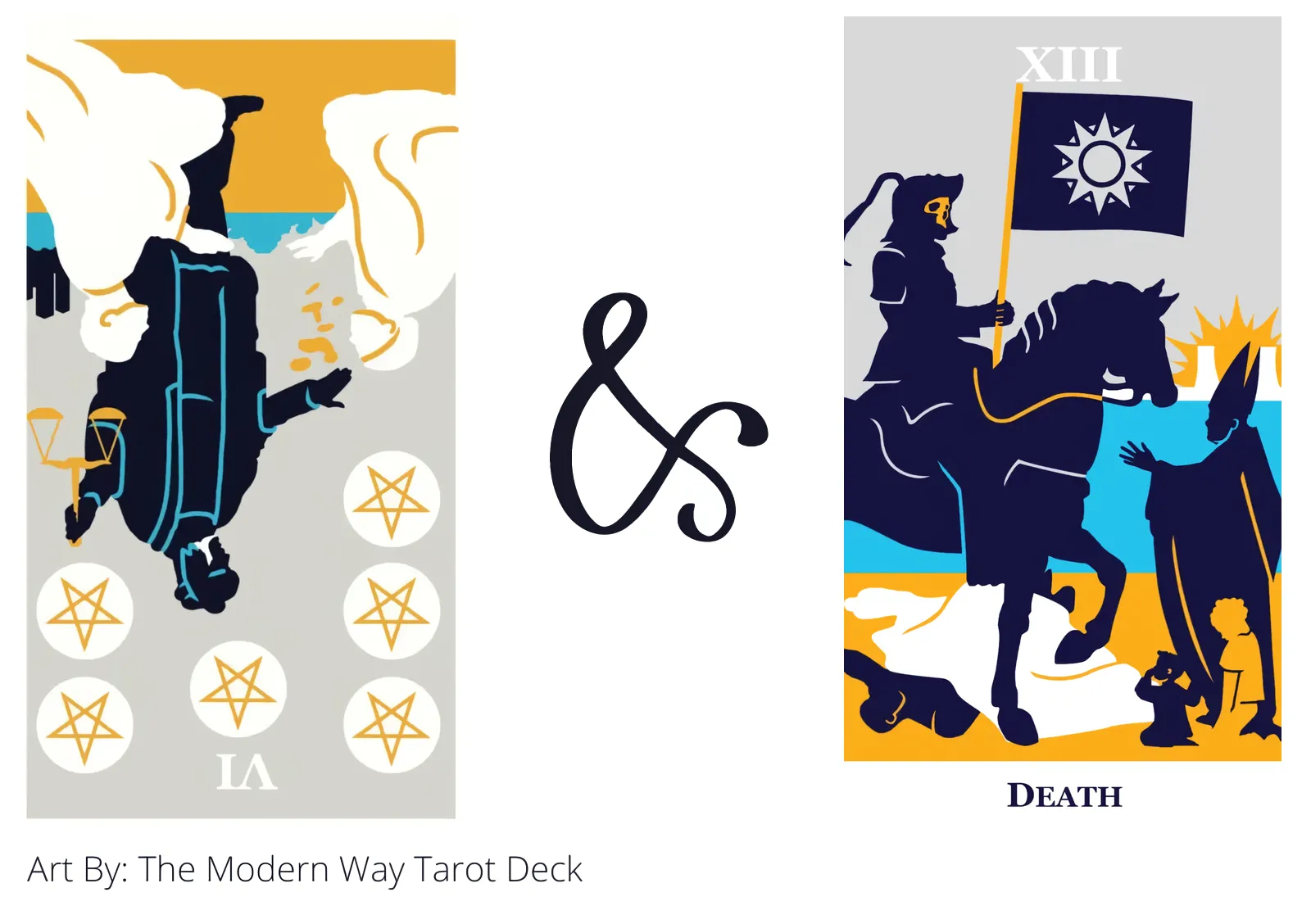 six of pentacles reversed and death tarot cards together