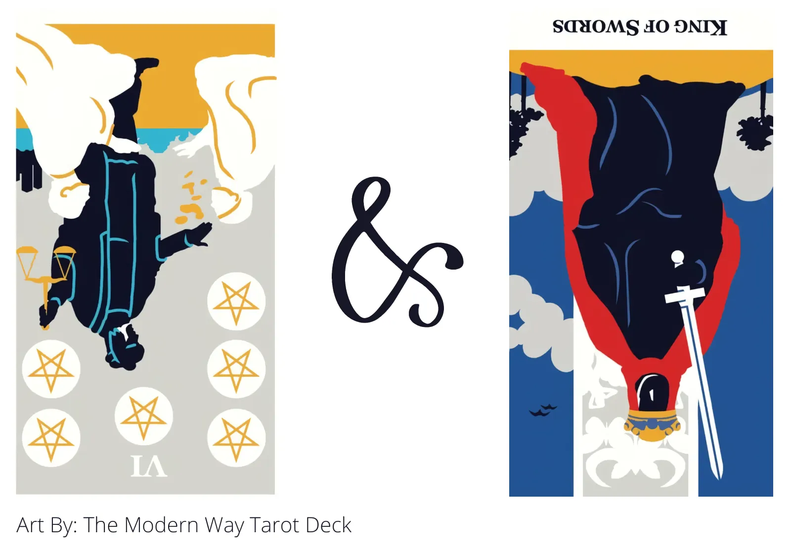 six of pentacles reversed and king of swords reversed tarot cards together
