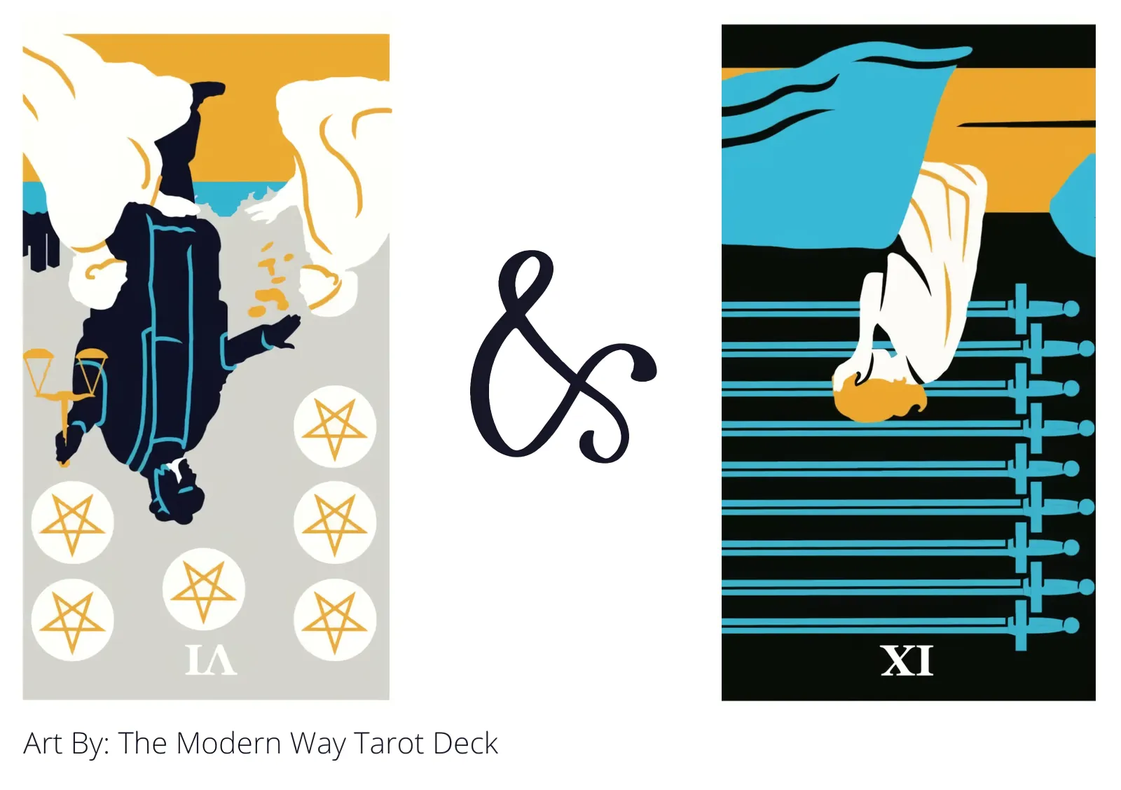 six of pentacles reversed and nine of swords reversed tarot cards together