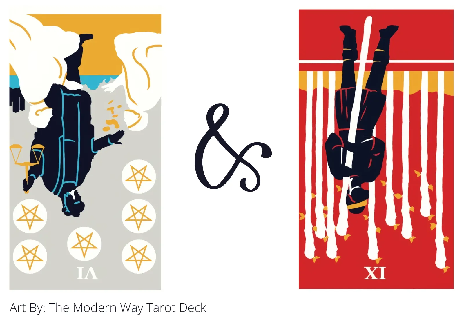 six of pentacles reversed and nine of wands reversed tarot cards together