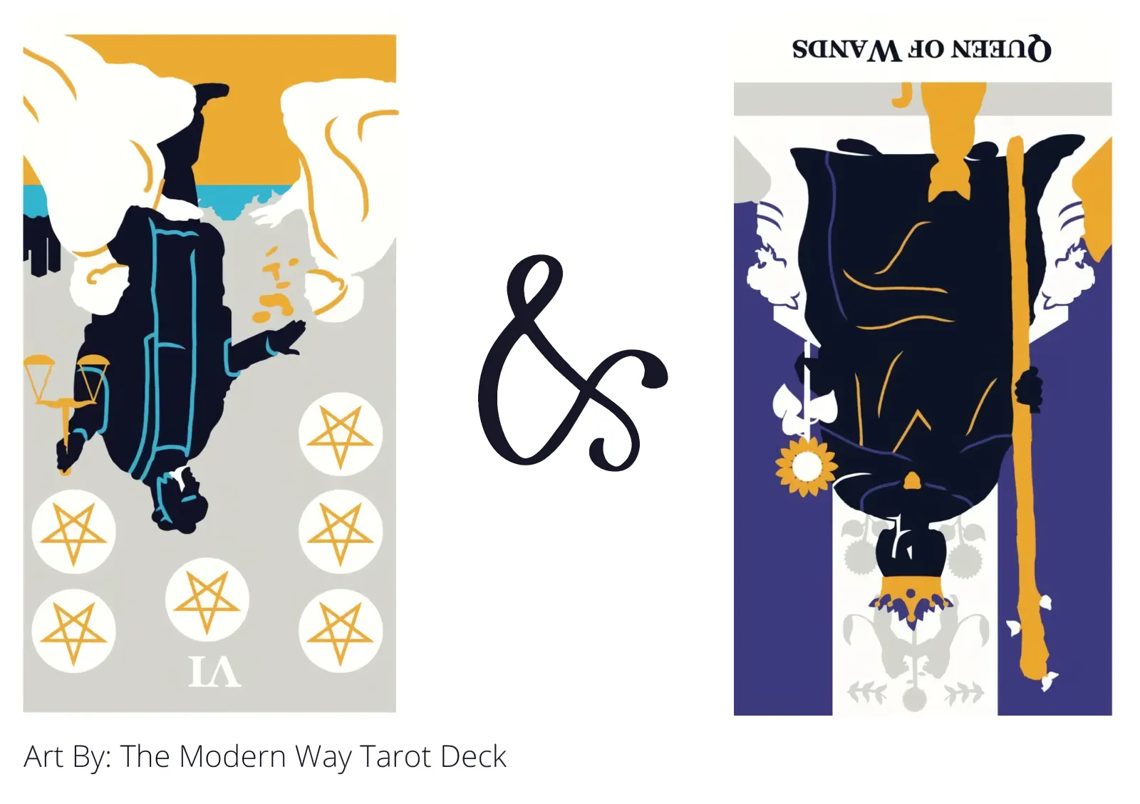 six of pentacles reversed and queen of wands reversed tarot cards together