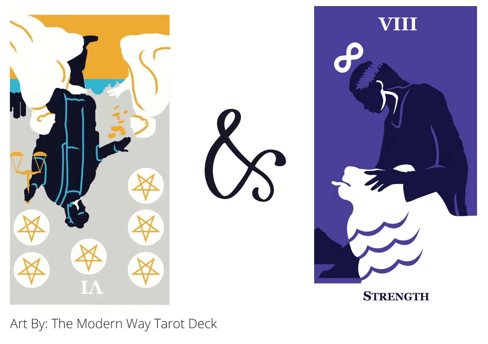 six of pentacles reversed and strength tarot cards together