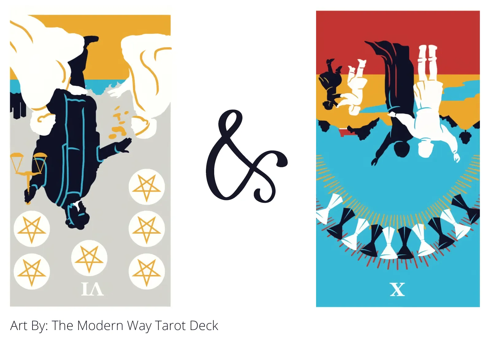 six of pentacles reversed and ten of cups reversed tarot cards together