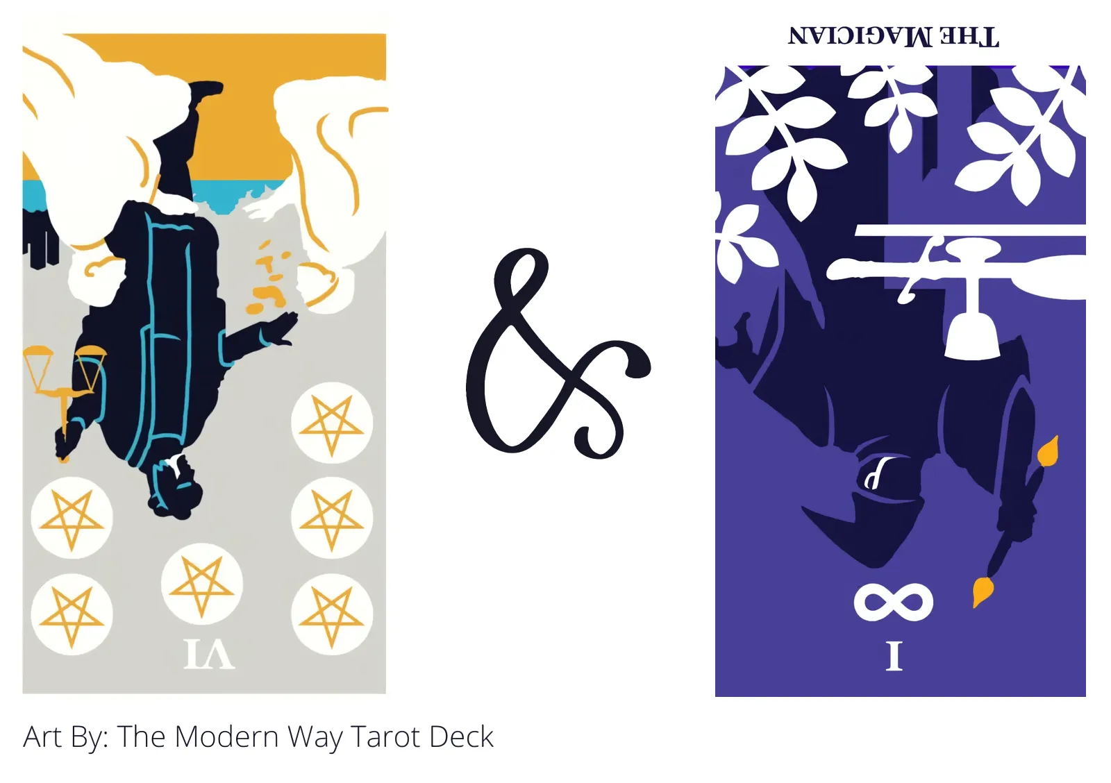 six of pentacles reversed and the magician reversed tarot cards together
