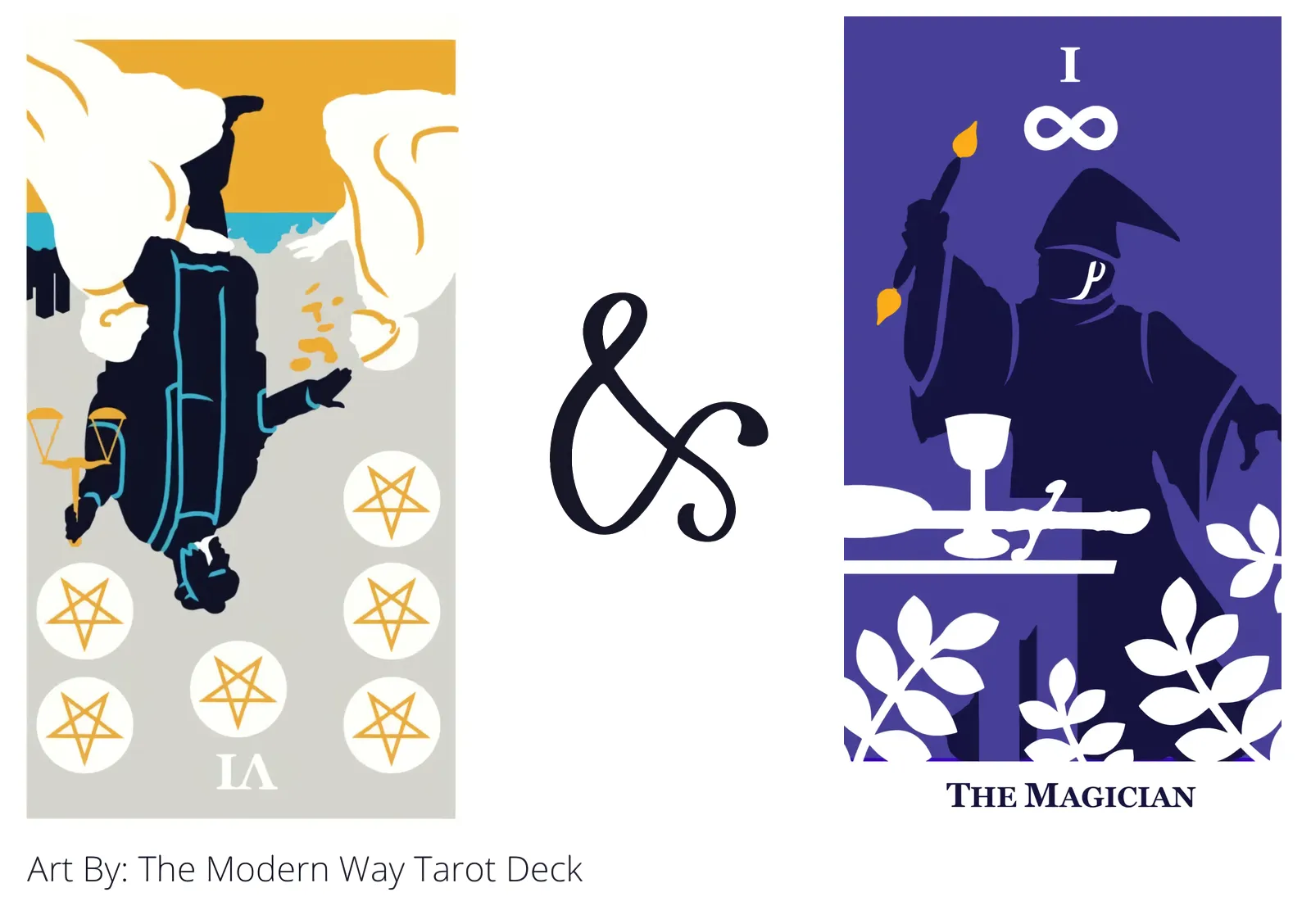 six of pentacles reversed and the magician tarot cards together