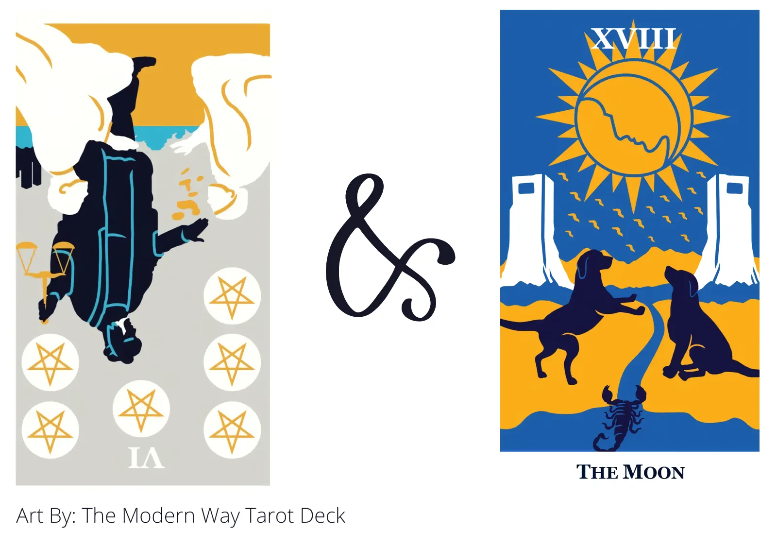 six of pentacles reversed and the moon tarot cards together